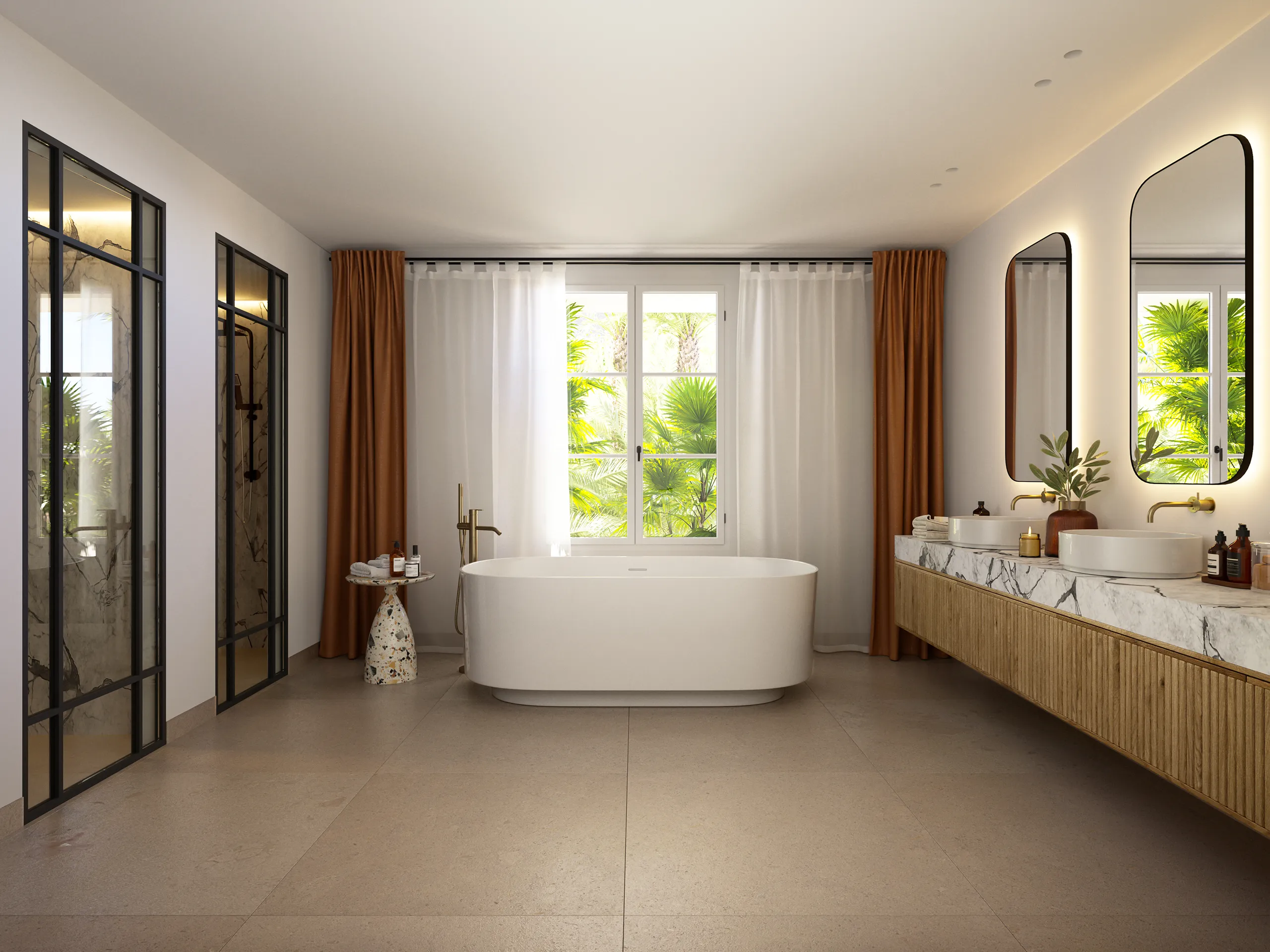 casa Finca Cortesin Marbella Baño Visualizacion arquitectonica
