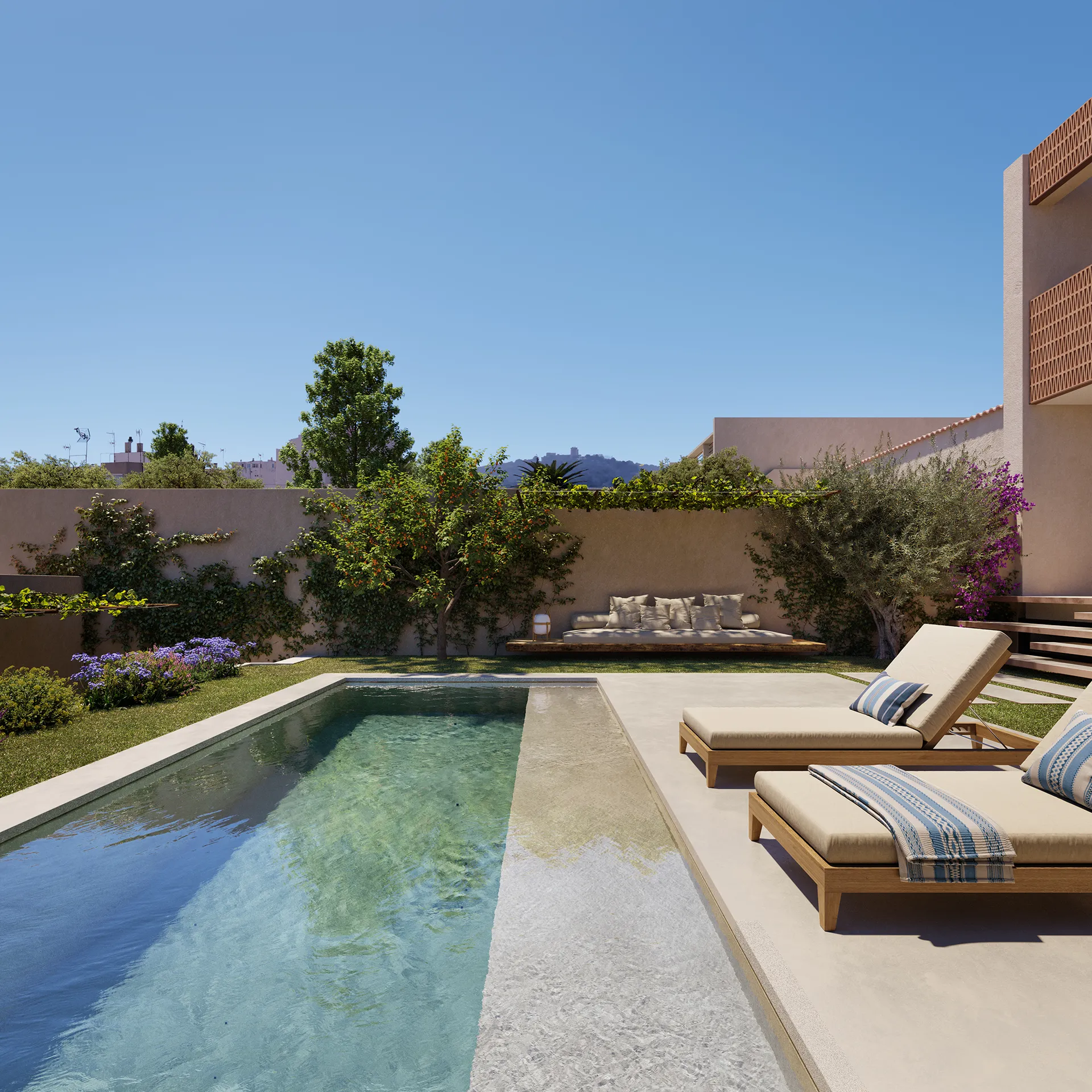 House Palma Mallorca Pool Architectural Visualizations