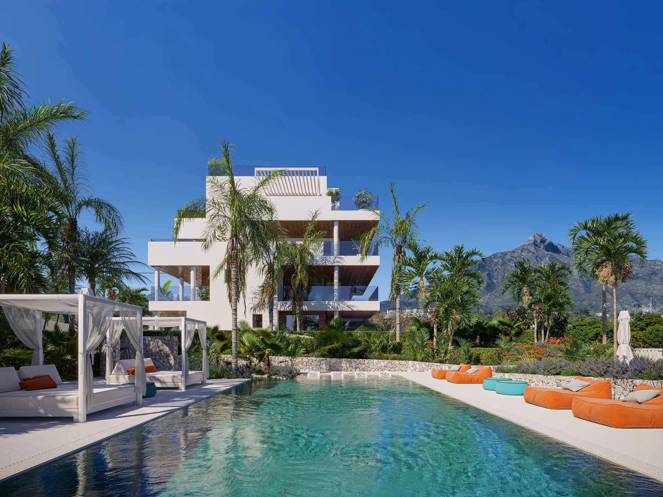 Benalus Residences Golden Mile Marbella Pool Architectural Rendering