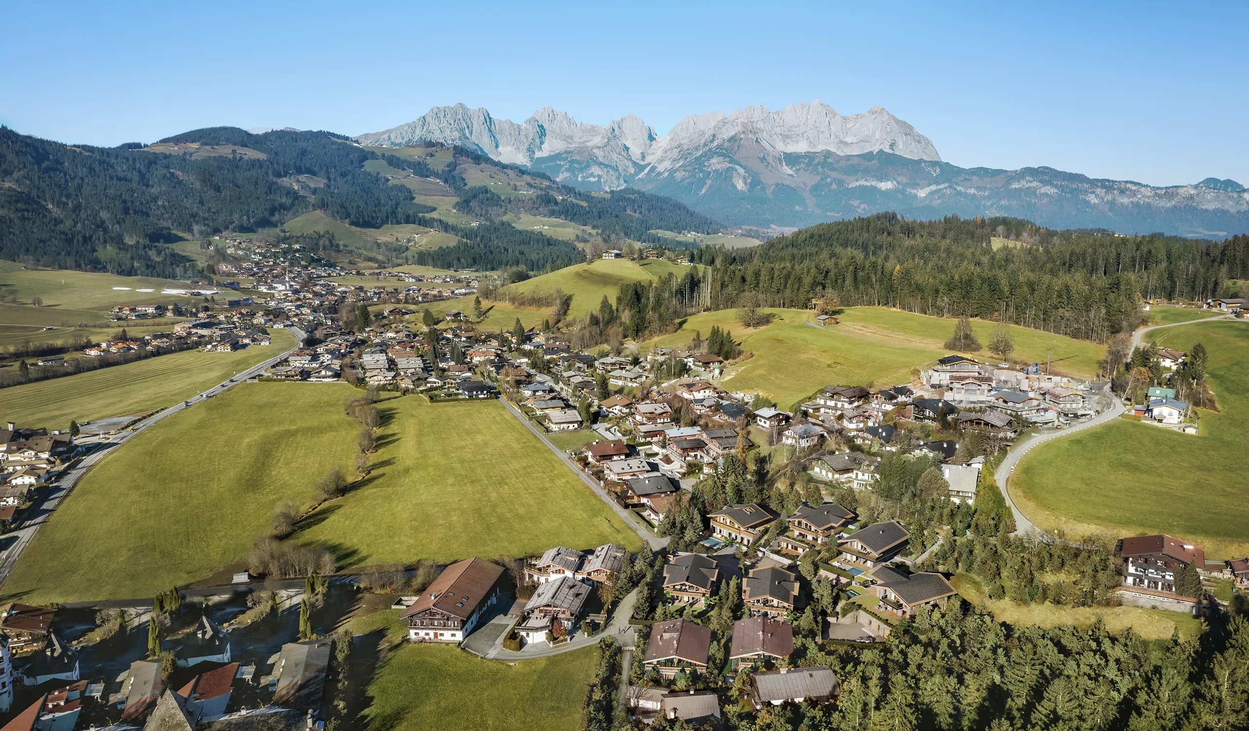 Villa Kitzbühel Austria Aerial view Hyperrealistic Visualization