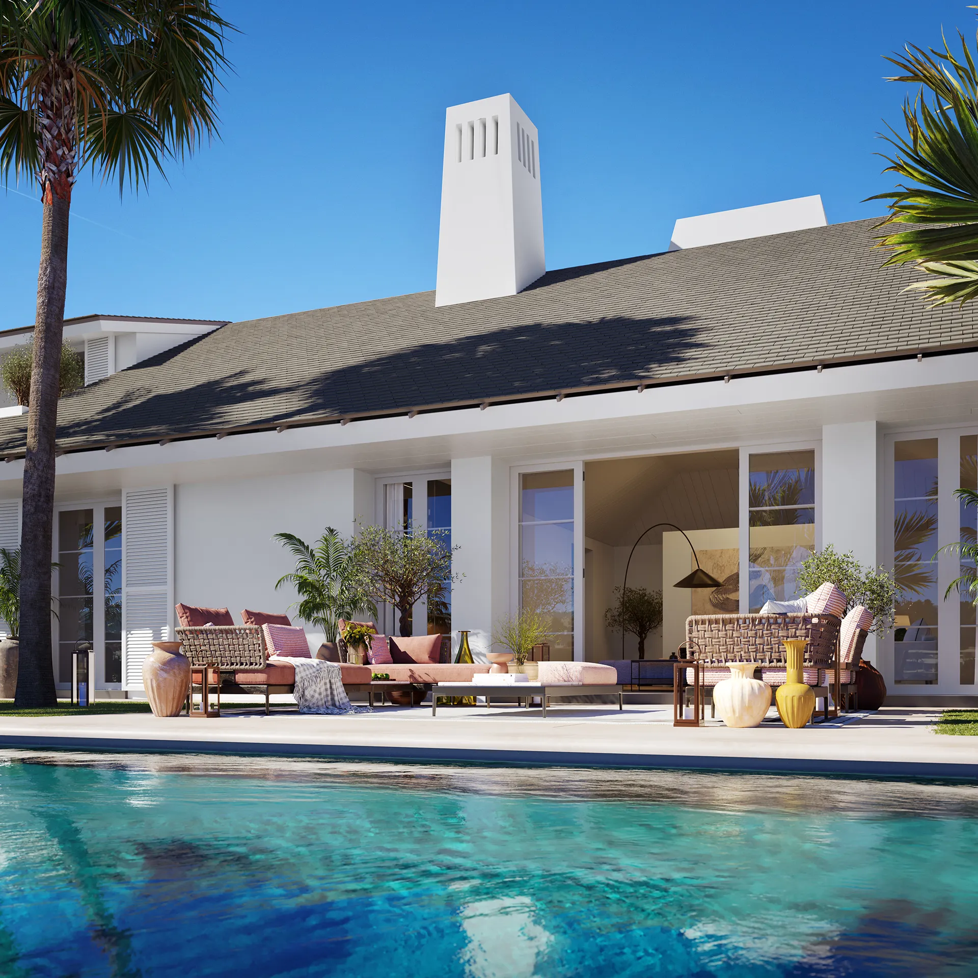 casa Finca Cortesin Marbella piscina 3D Fotorrealismo