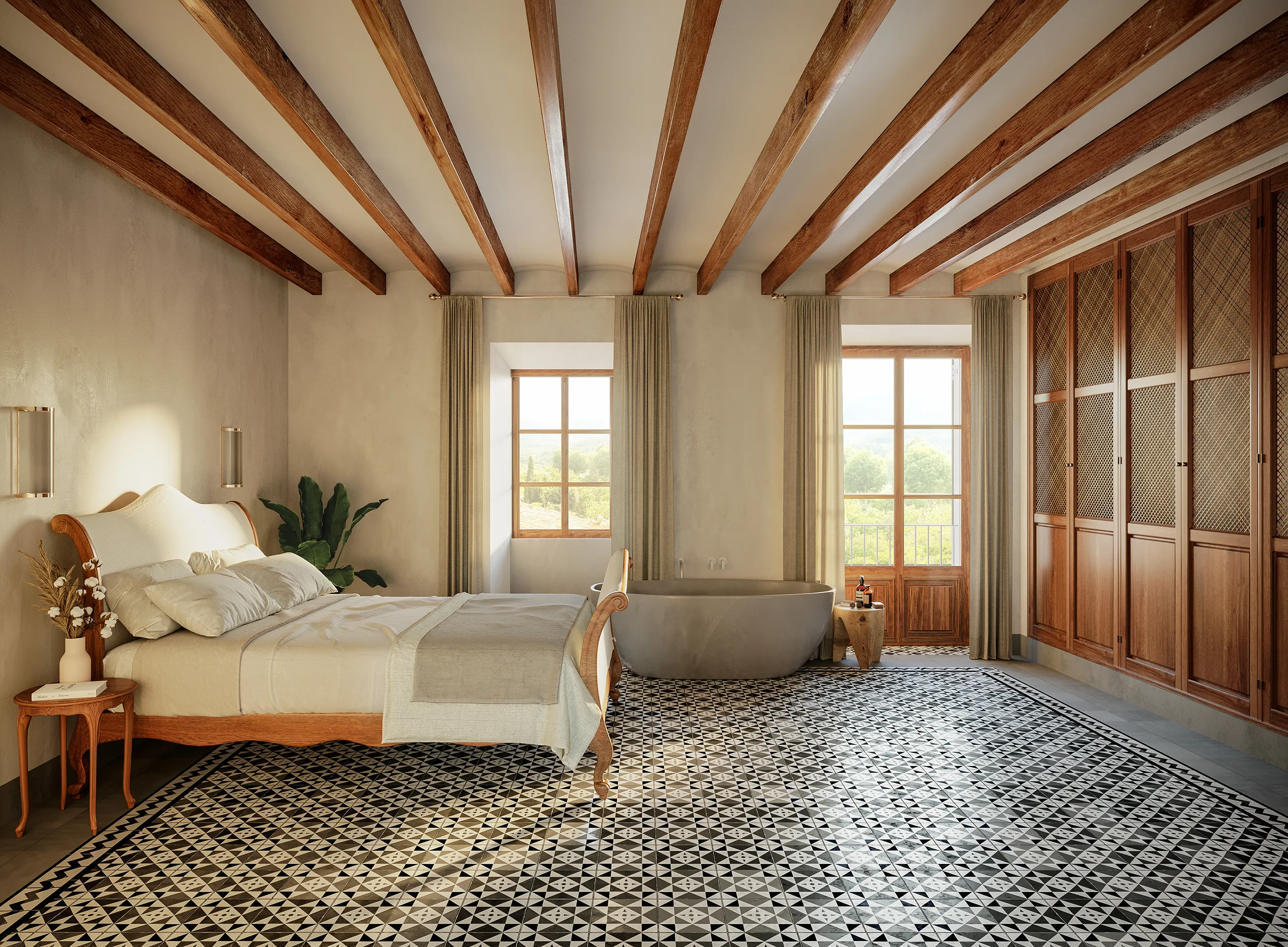 Townhouse Soller Mallorca Bedroom Architecture Cgi