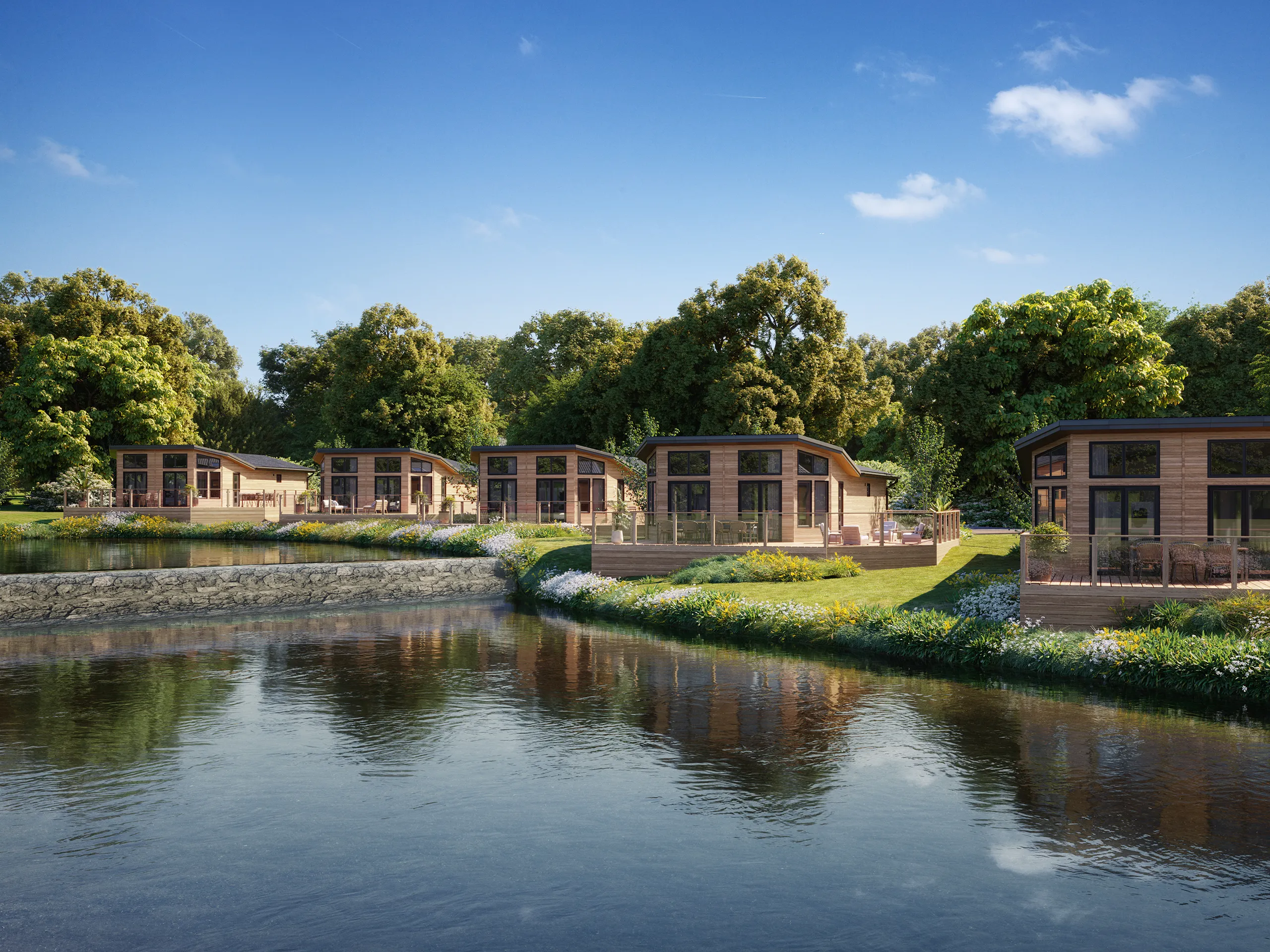 Lodge Clowance Uk Aerial view Photorealistic 3D