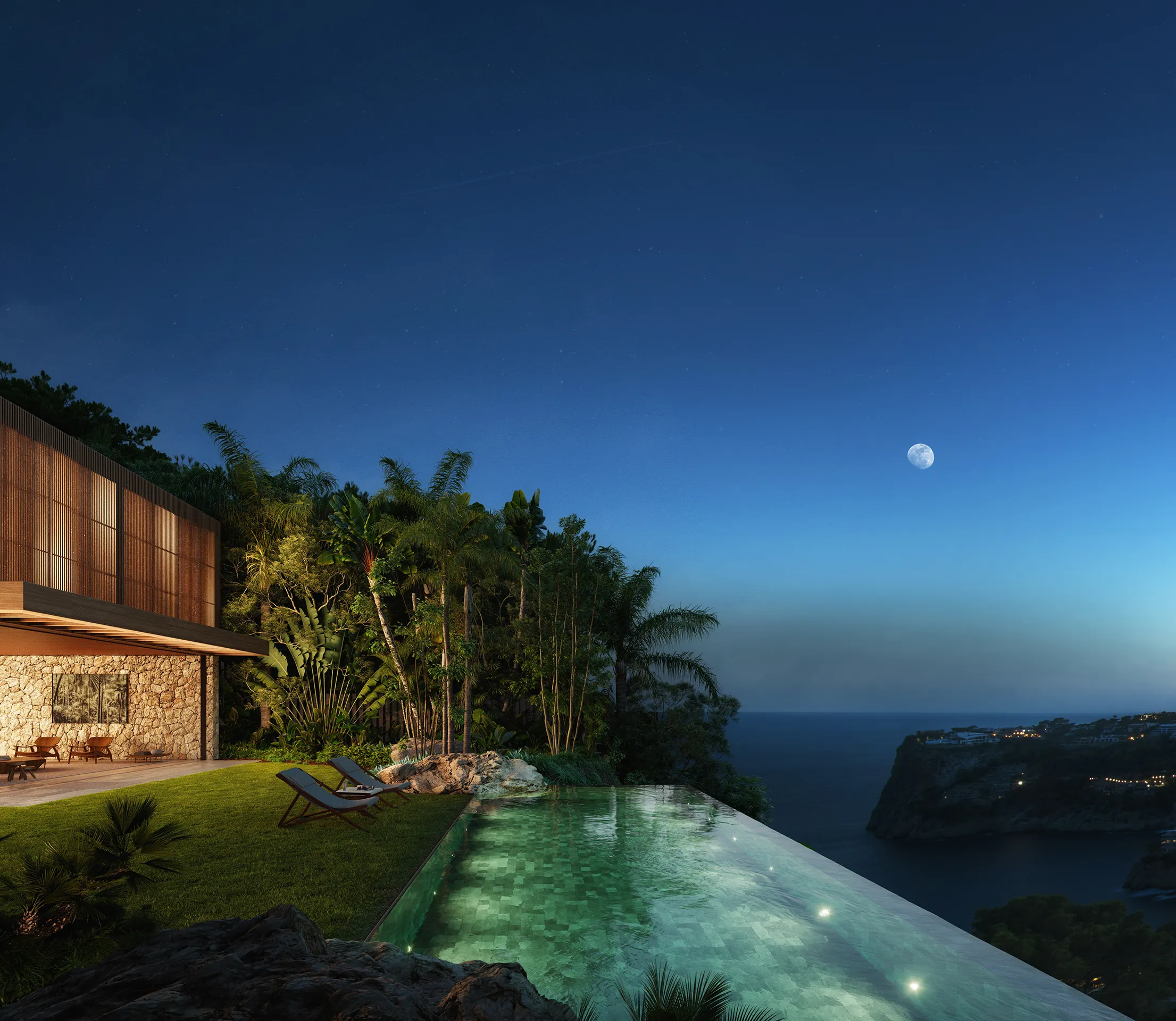 Villa Wabisabi Andratx Mallorca Pool Architectural Visualization