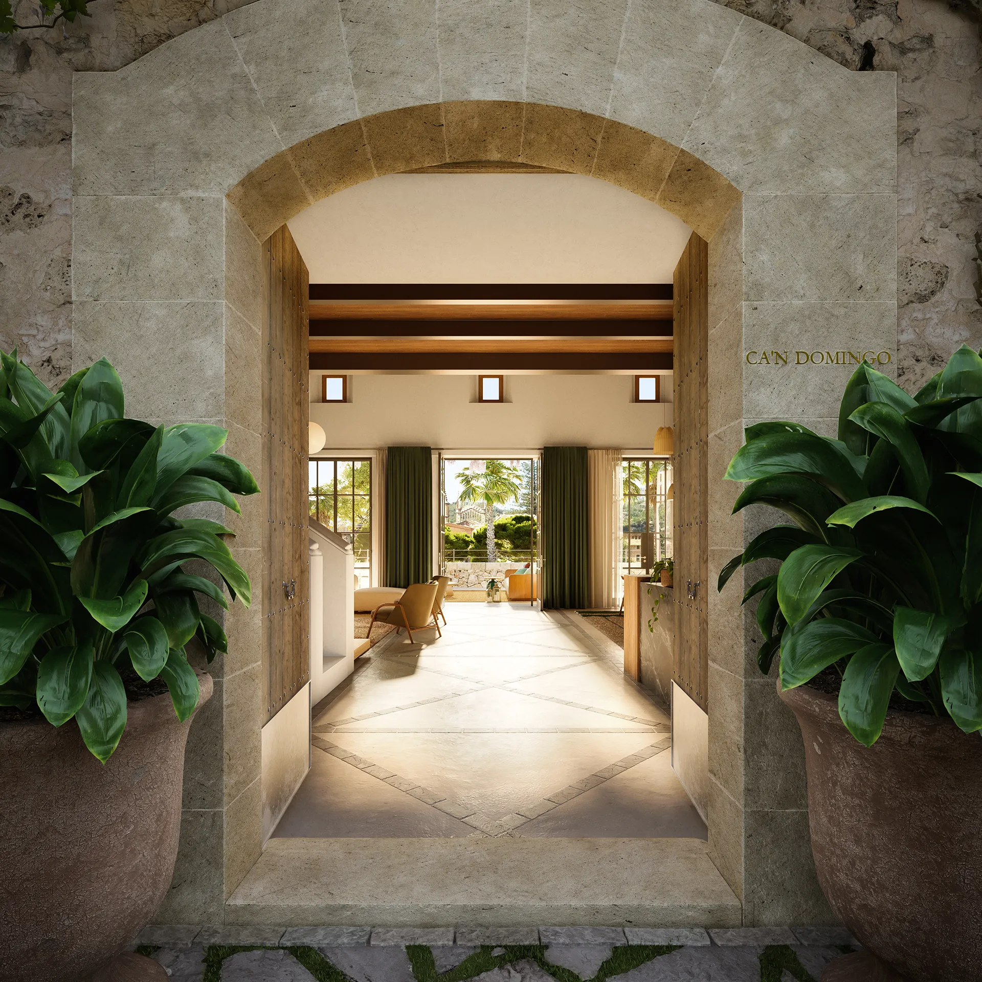 Finca Soller Mallorca Entrance Hyperrealistic Rendering