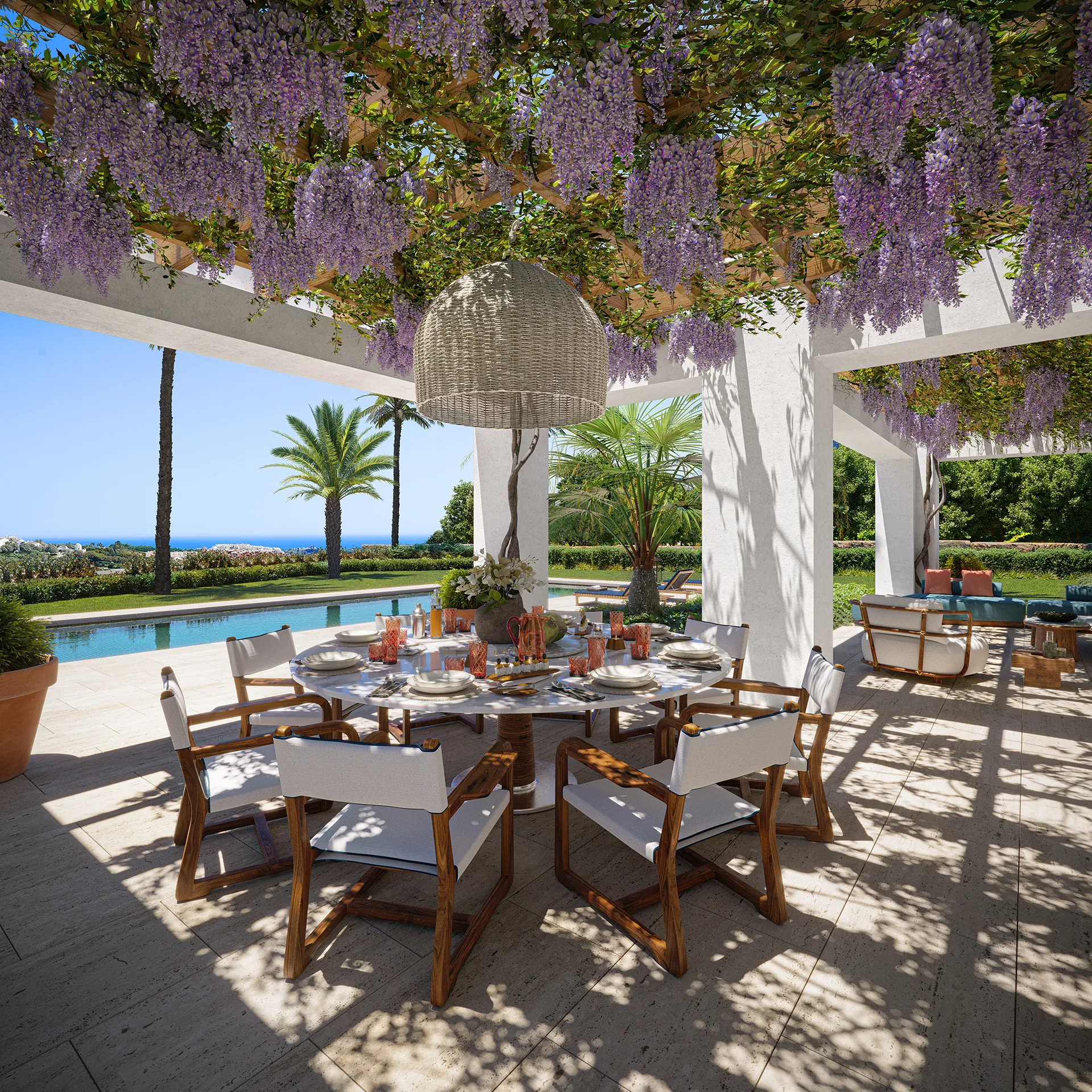Villa Golf Finca Cortesin Marbella cocina Visualizacion Arquitectonica