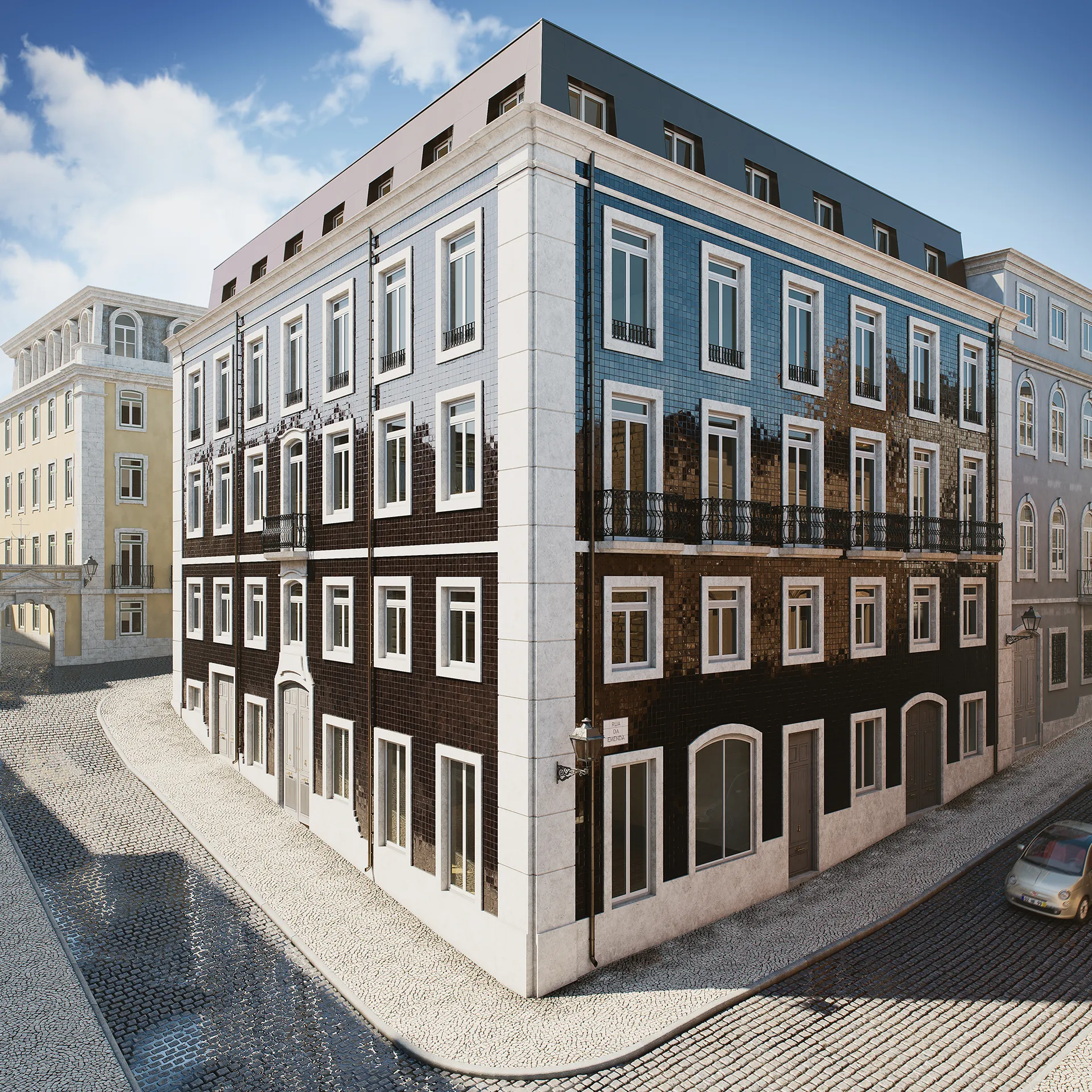 Emenda Apartments Lisboa Portugal Living Architectural Rendering