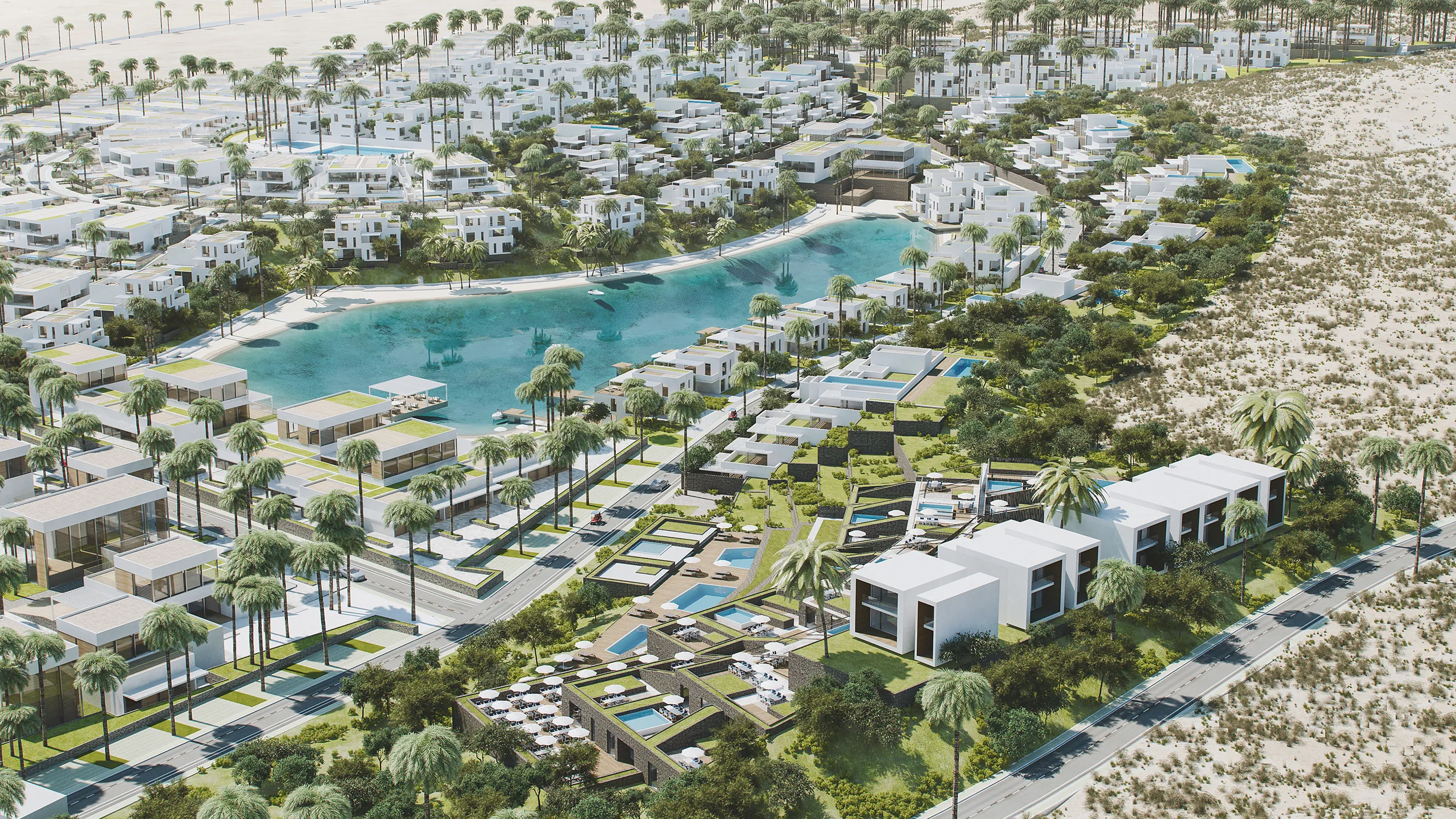 Sahl Hasheesh Masterplan Hurghada Egipto Vista aerea Branding Inmobiliario Virtual Tour