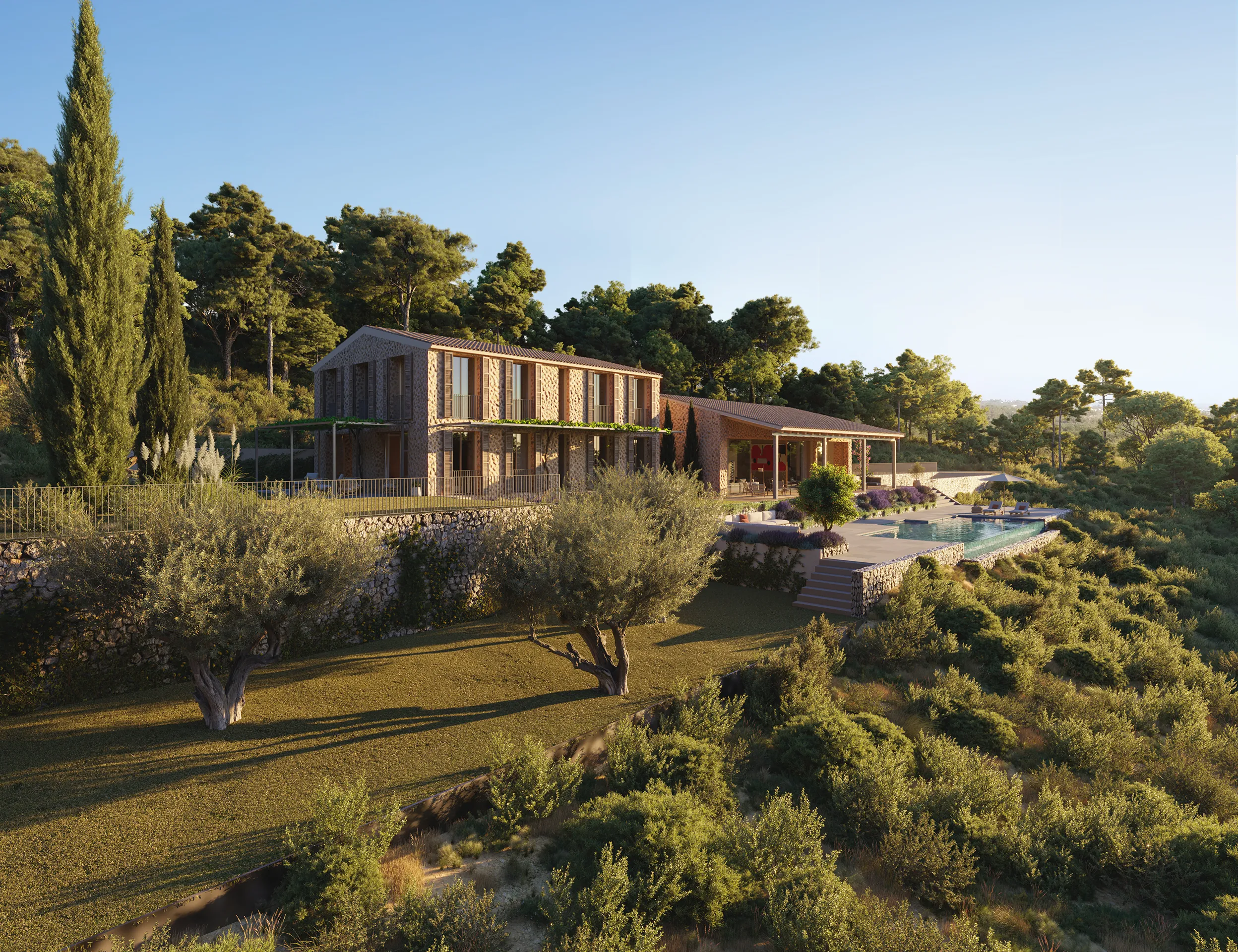 House Bunyola Mallorca Garden Hyperrealistic Cgi