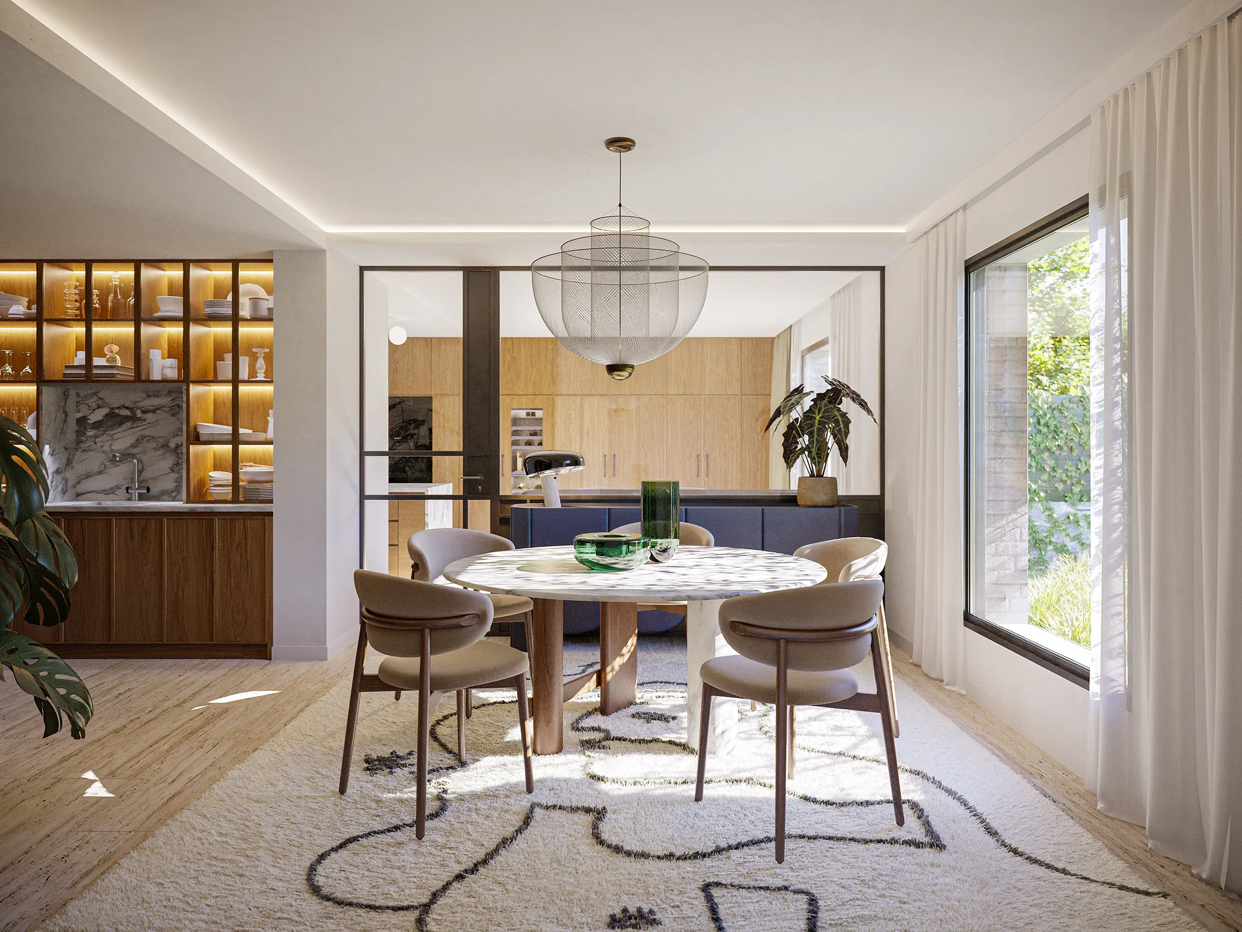 Villa Aravaca Madrid Dining real estate rendering