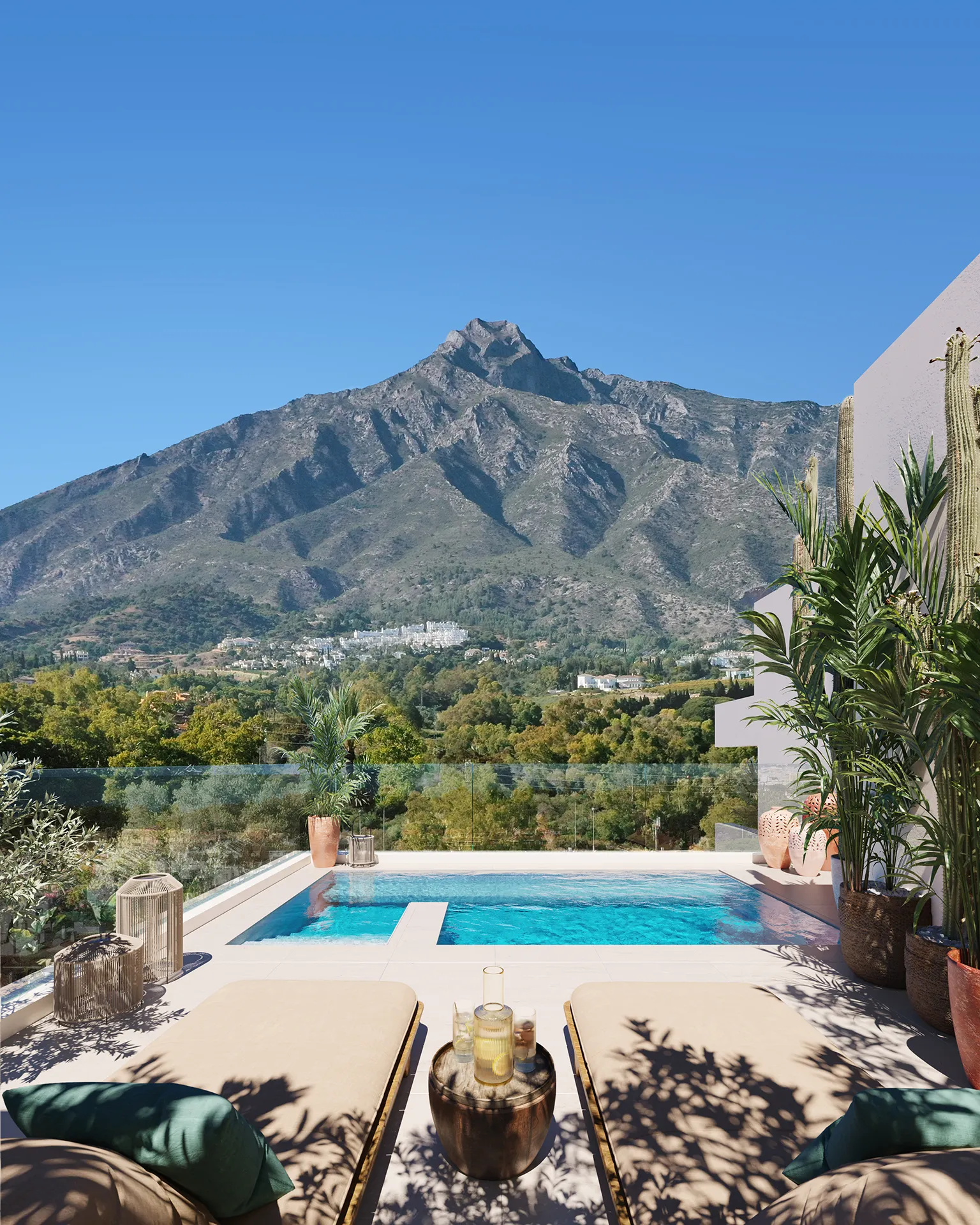 Apartments the Earth Marbella Pool Architectural Rendering