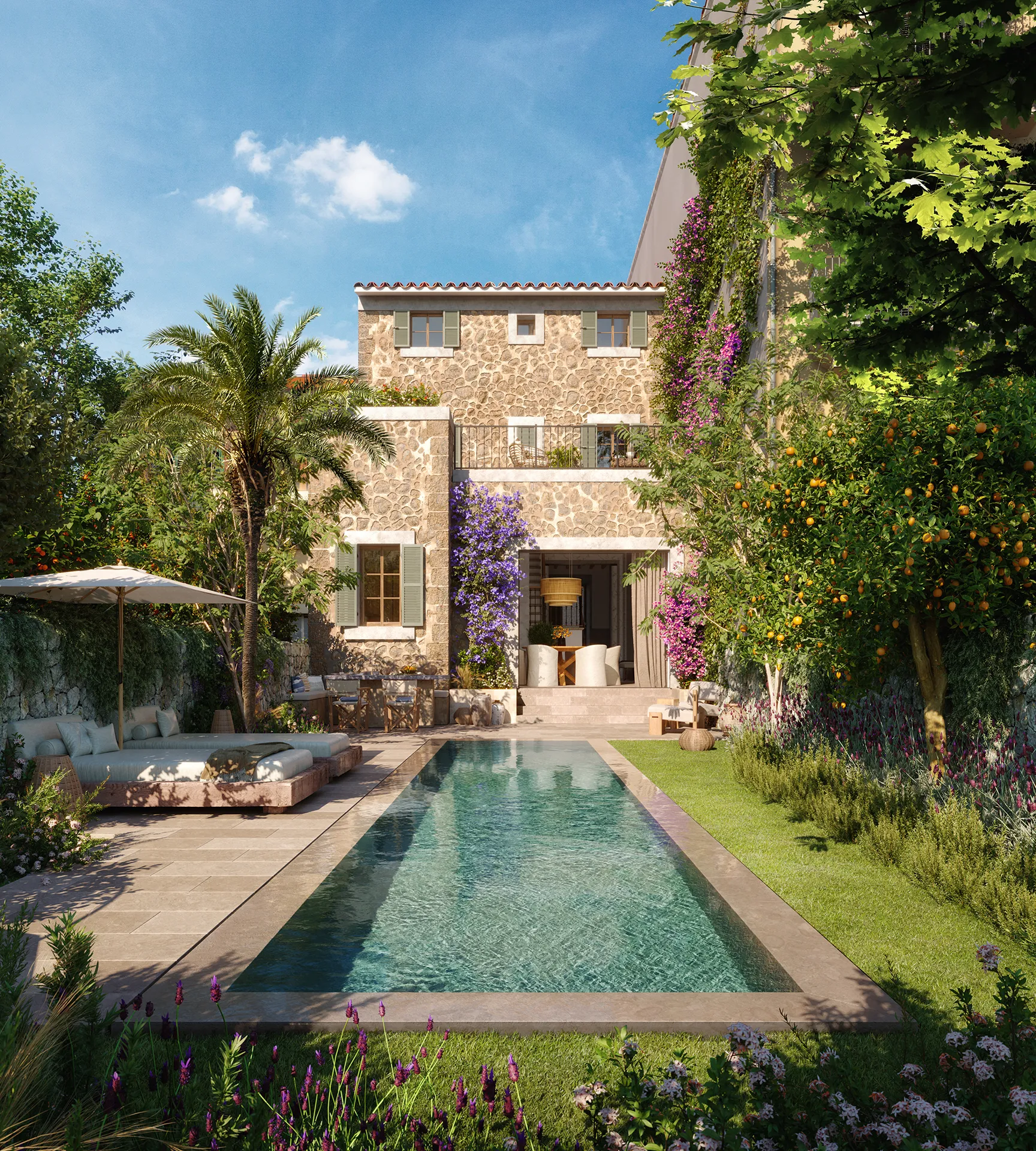 House Mares Soller Mallorca Fassade eye level Architectural Rendering