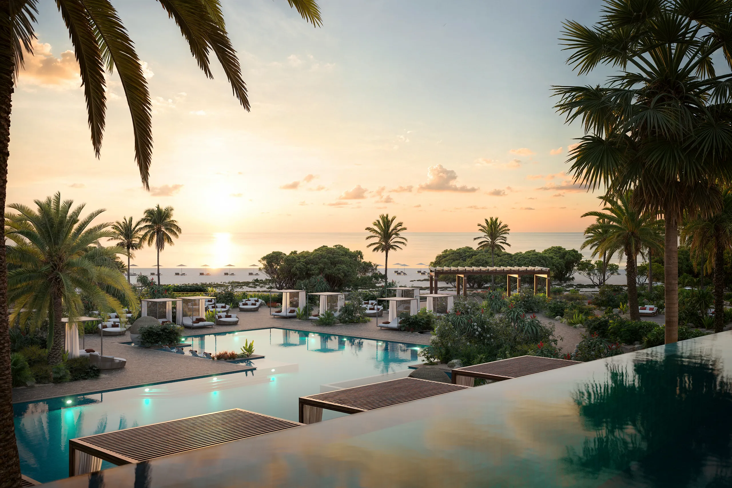 Hotel Joia Eagle Beach Aruba piscina Tour Virtual Arquitectura