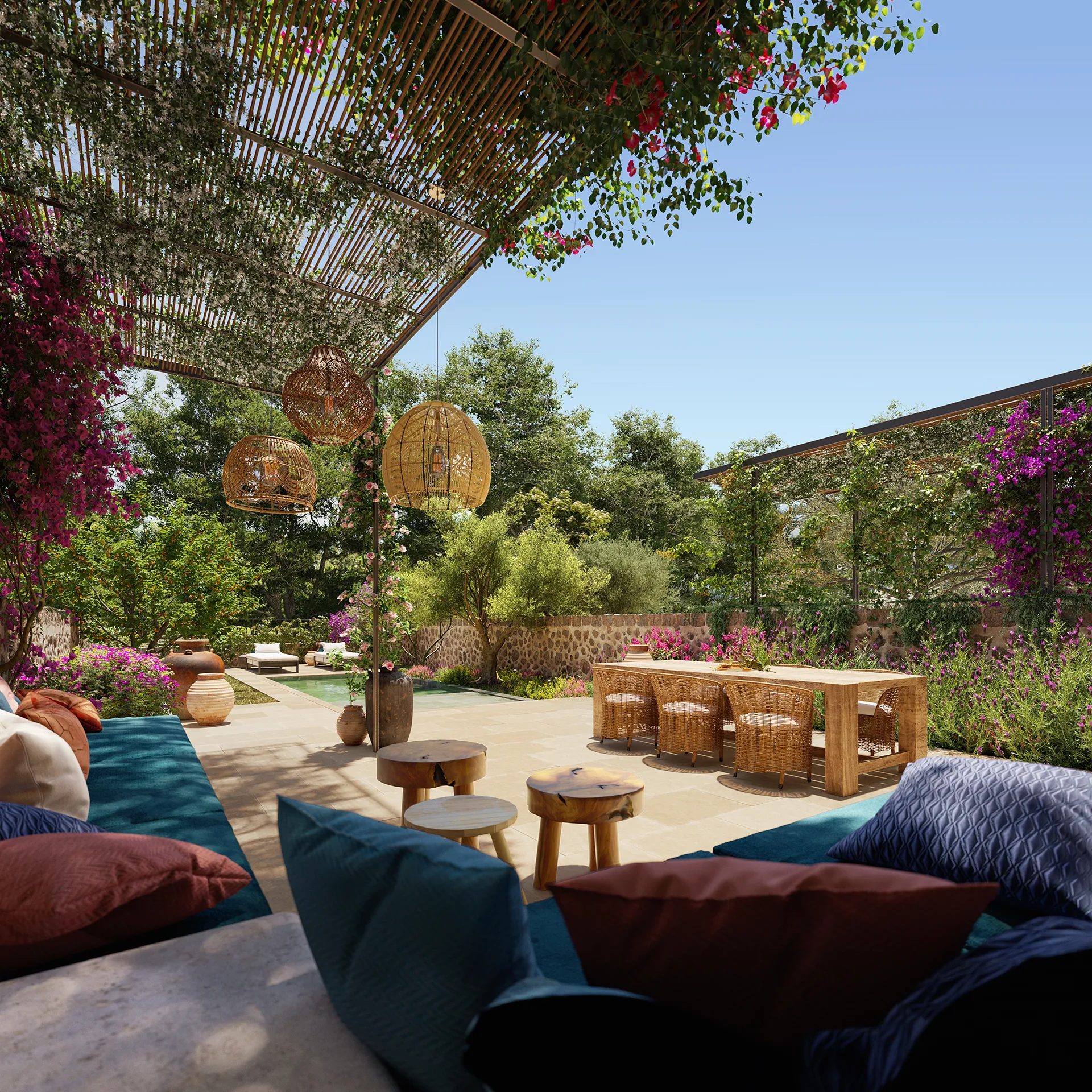 House Soller Mallorca Pergola 3D Photorealism