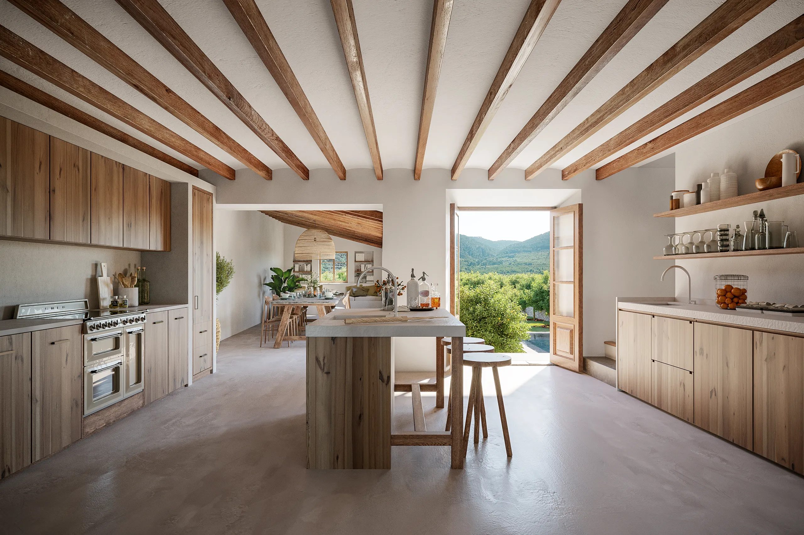 Townhouse Soller Mallorca Kitchen Architectural Renders