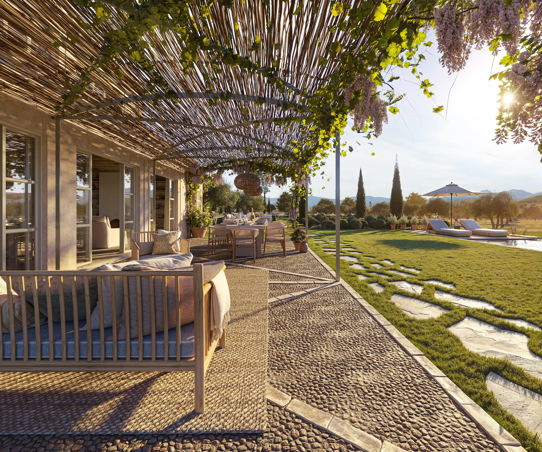 Villa Sta Maria Mallorca pergola Visualizacion arquitectonica