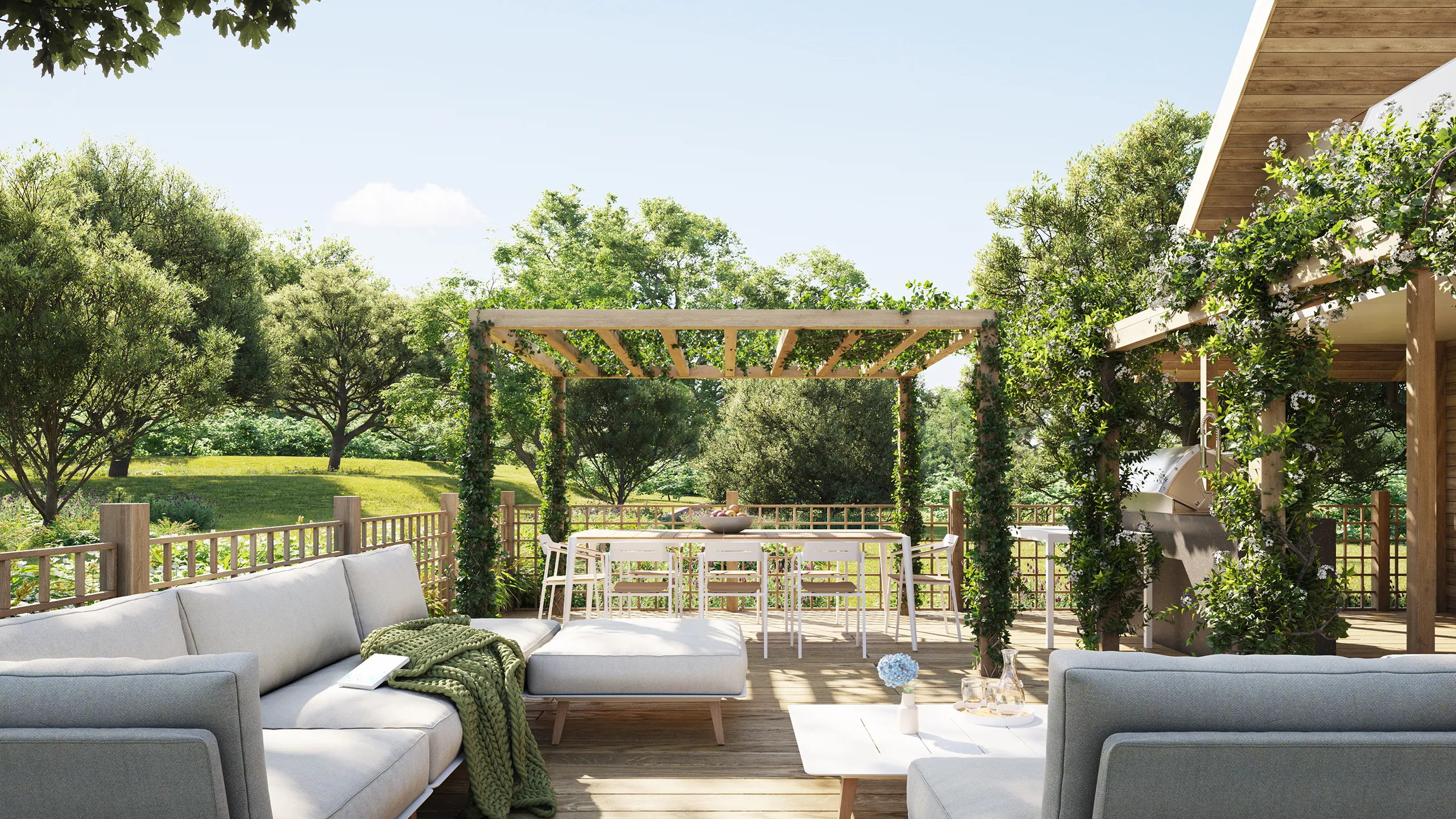 Finlodge Lodge Uk Garden Photorealistic Cgi