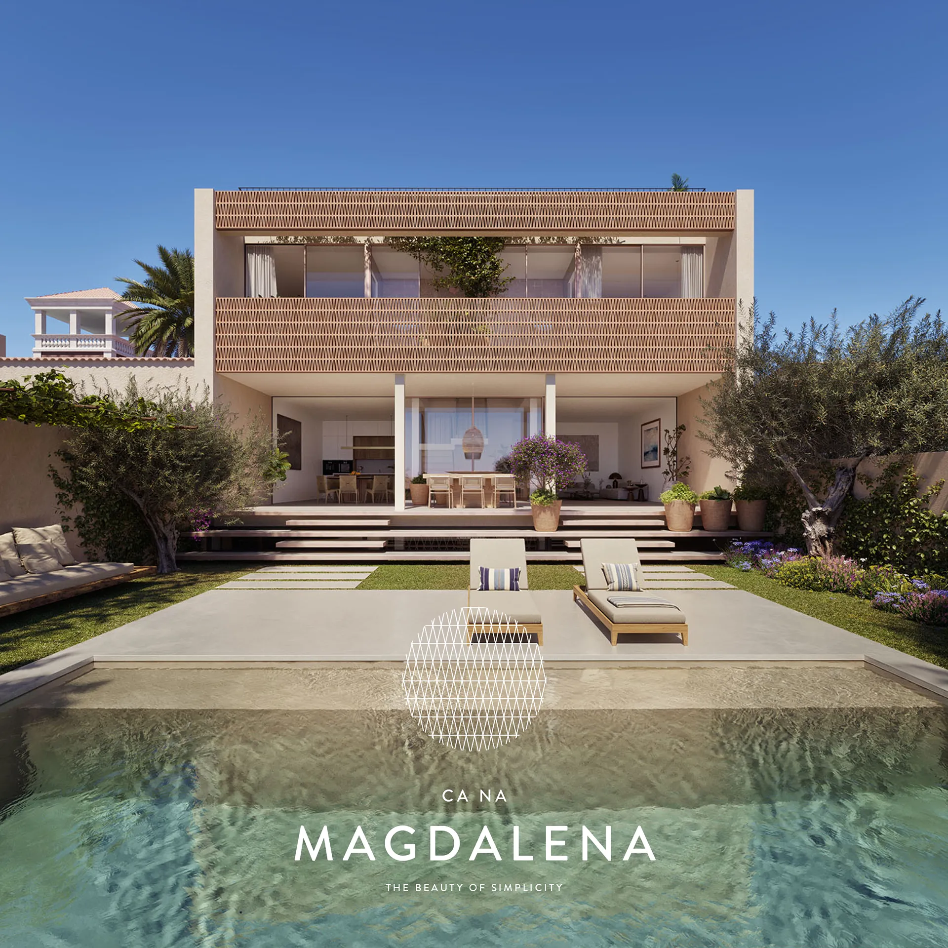 House Palma Mallorca Pool Property Branding Rendering