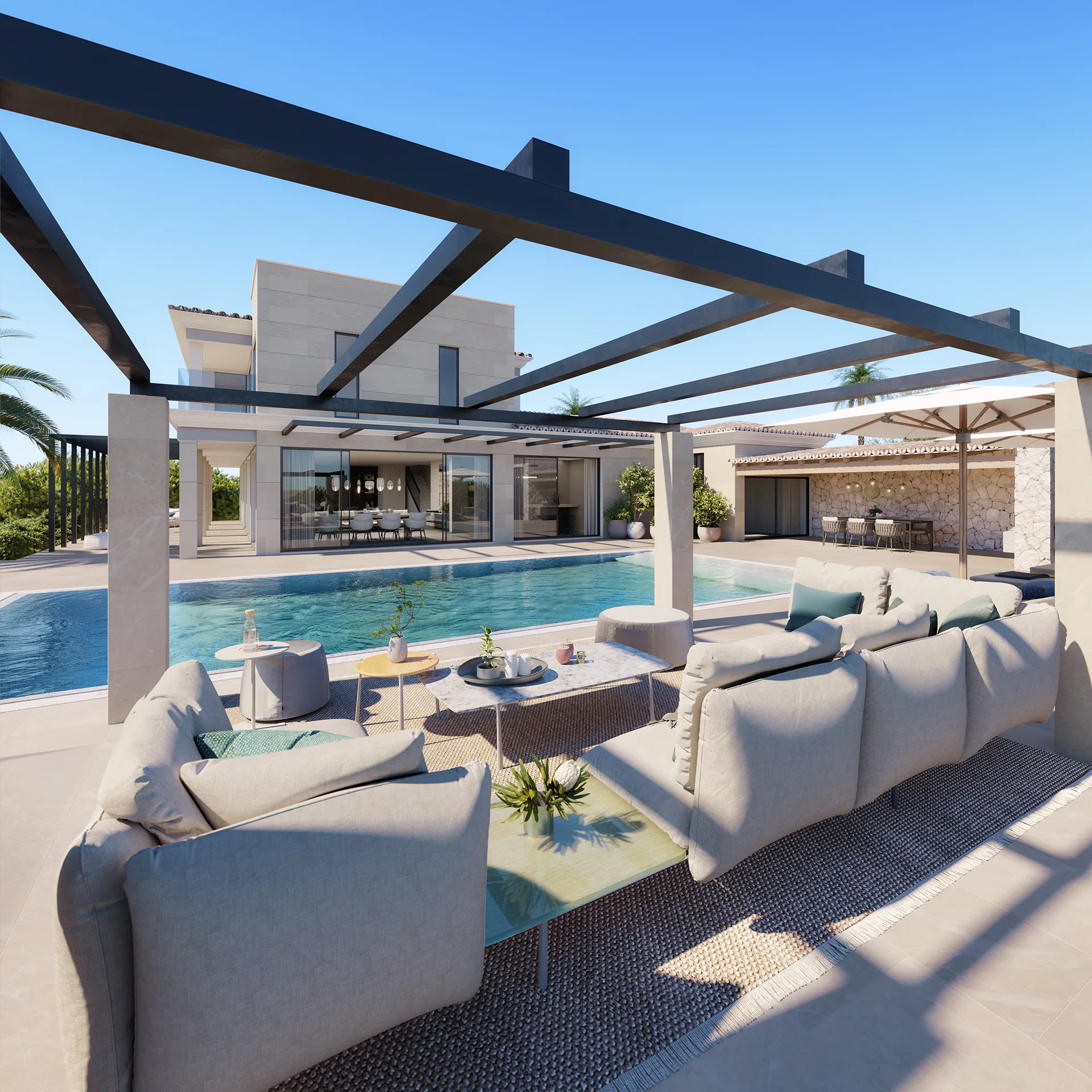 Villa Santa Ponsa Mallorca piscina Visualizacion arquitectonica