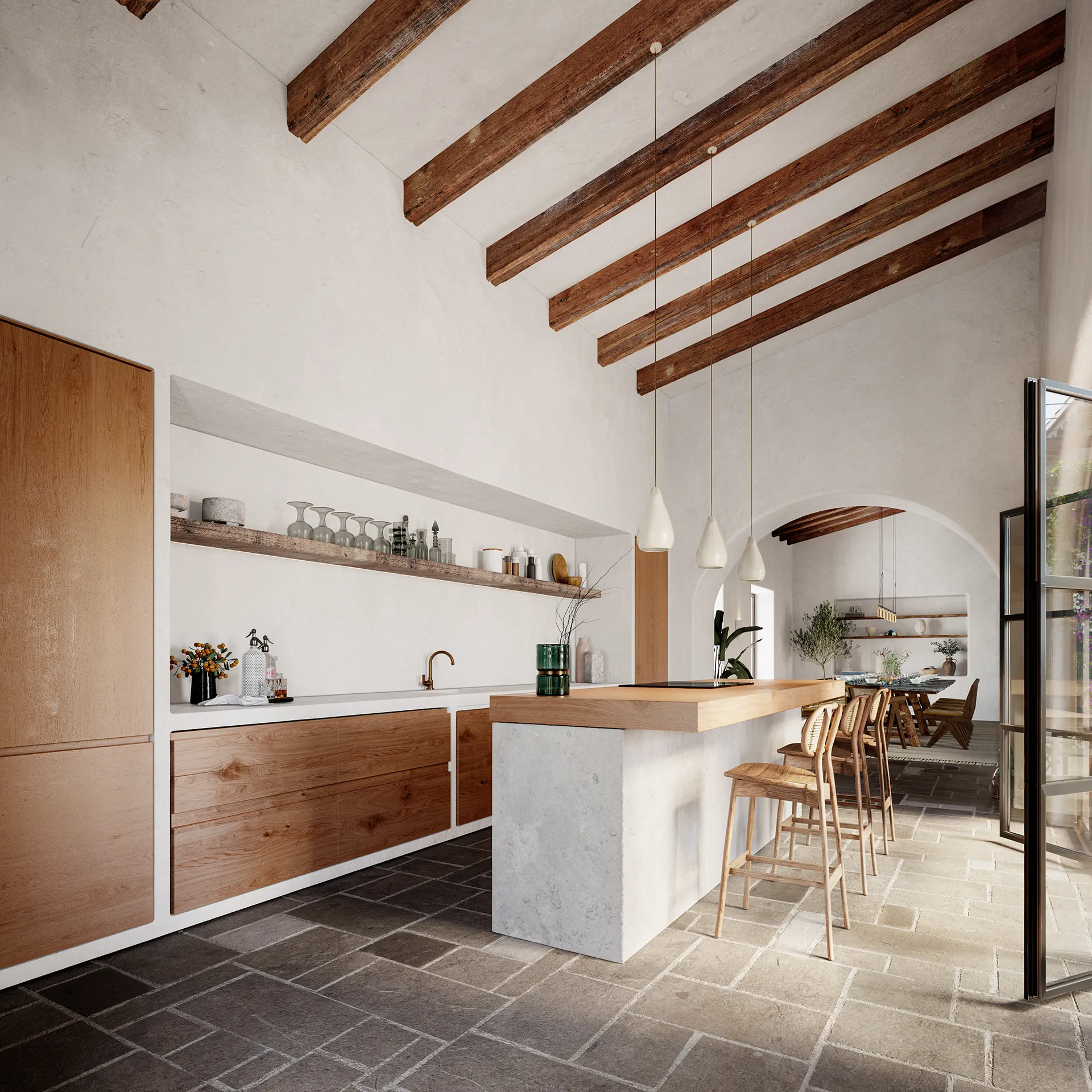 Villa Soller Mallorca Kitchen Architectural Rendering