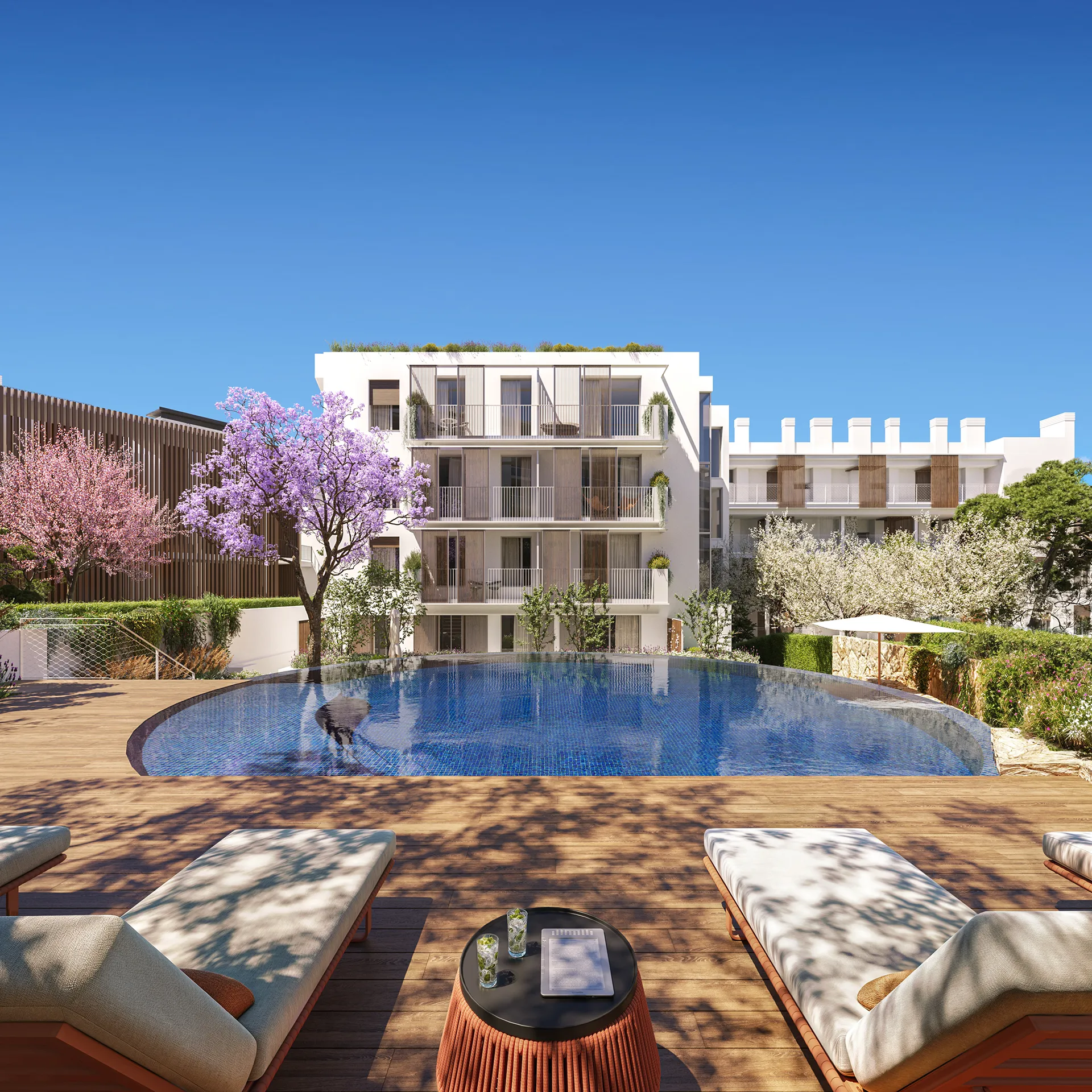 Eularia Apartments Santa Eulalia Ibiza Pool hyperrealistic renders