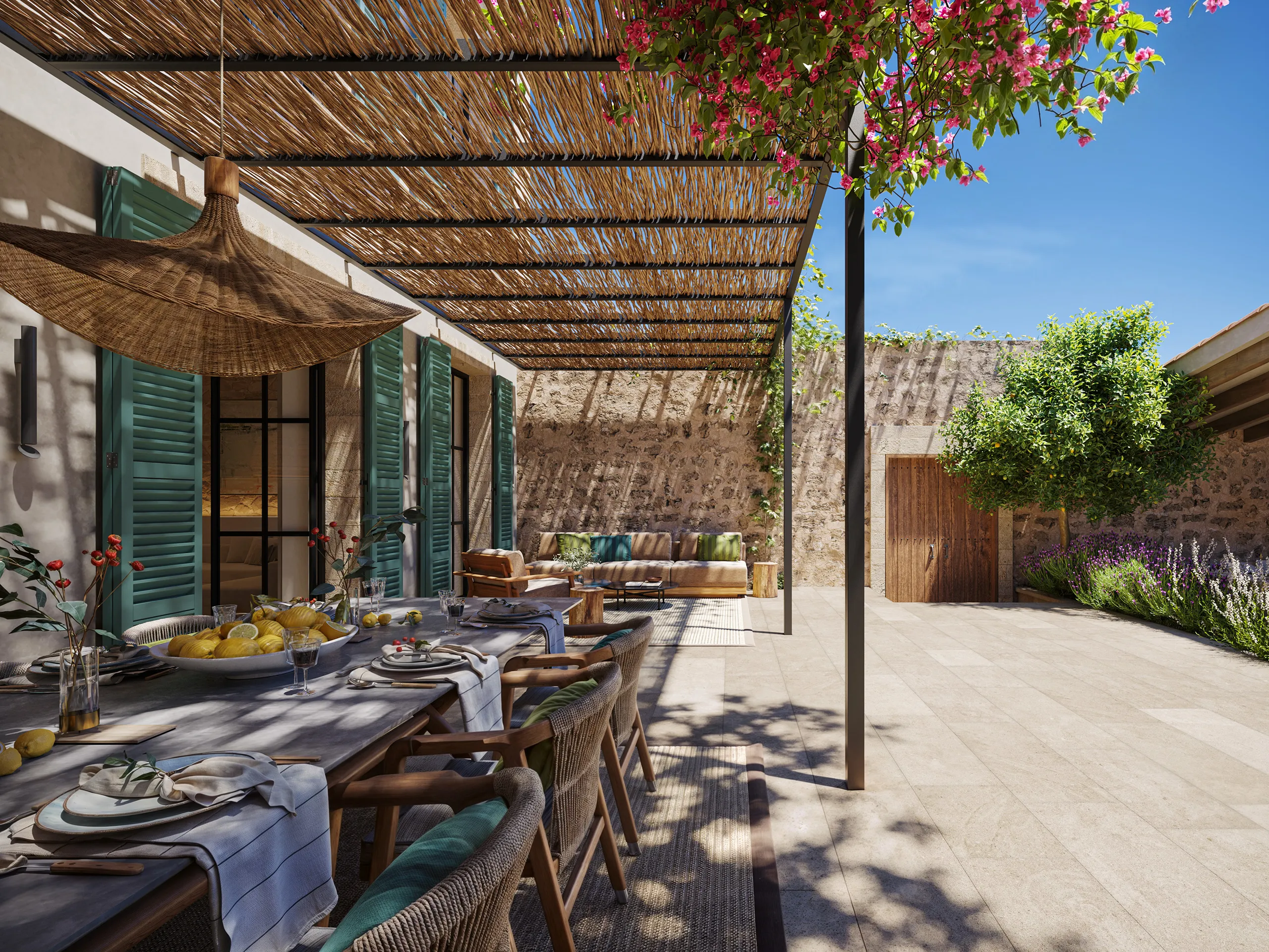 Townhouse Santanyi Mallorca Pergola Architectural Visualizations