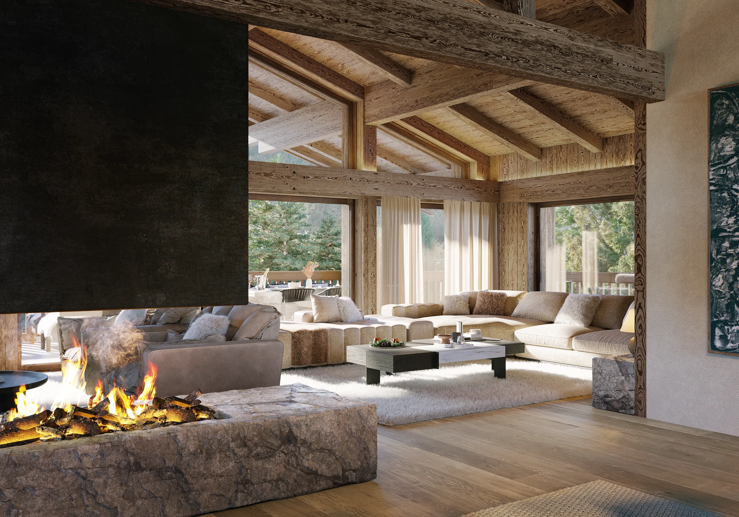 Villa Kitzbühel Austria Living Hyperrealistic Cgi