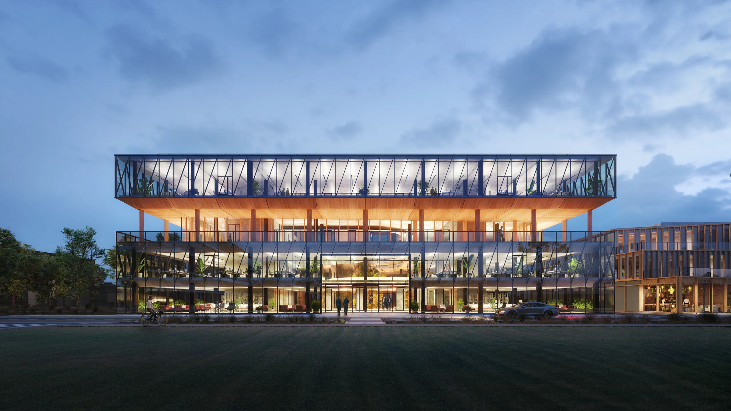 Inno Headquarters Bordeaux France Fassade eye level Property Branding Cgi
