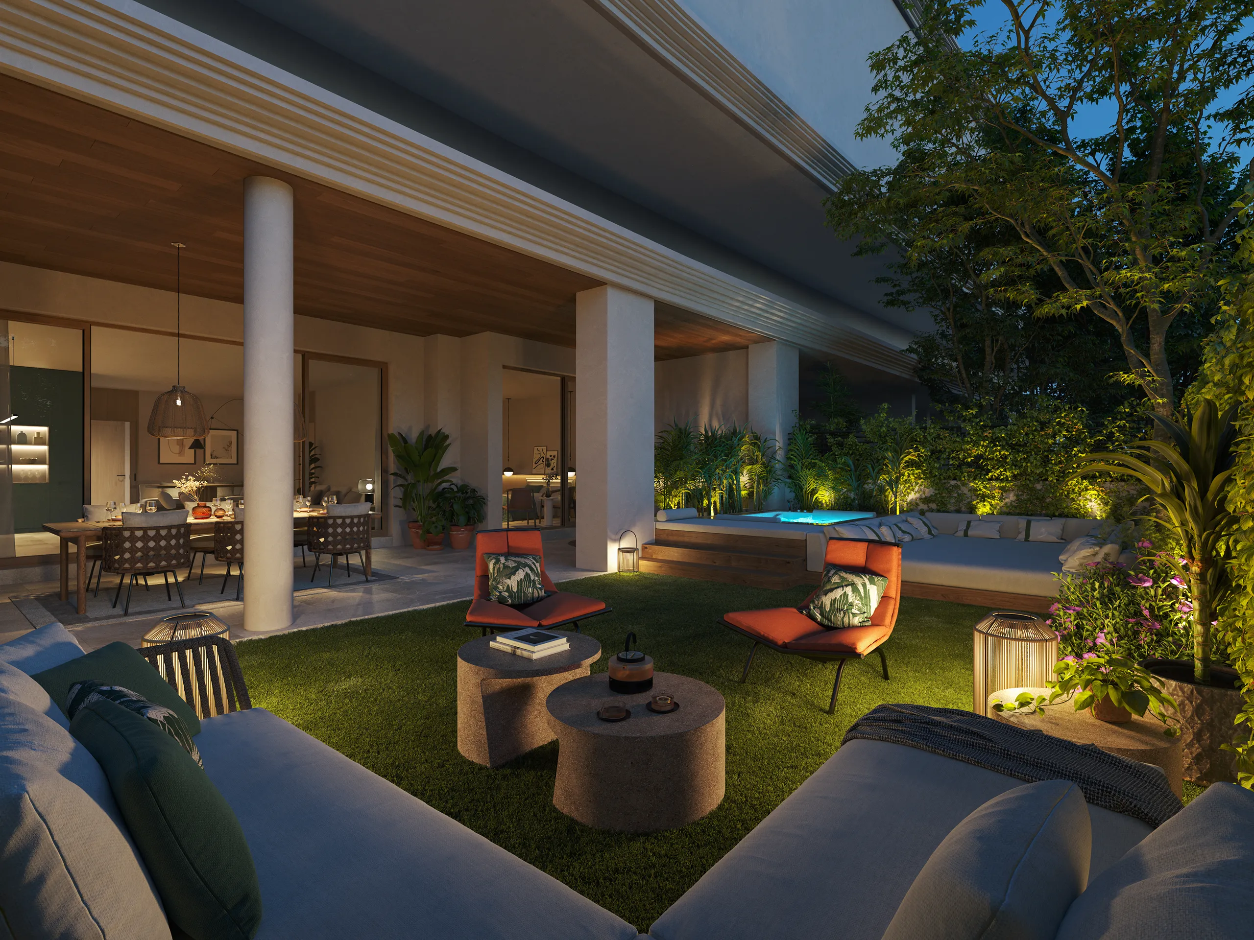 Ciudad Jardin Apartments Mallorca Patio Architectural Rendering