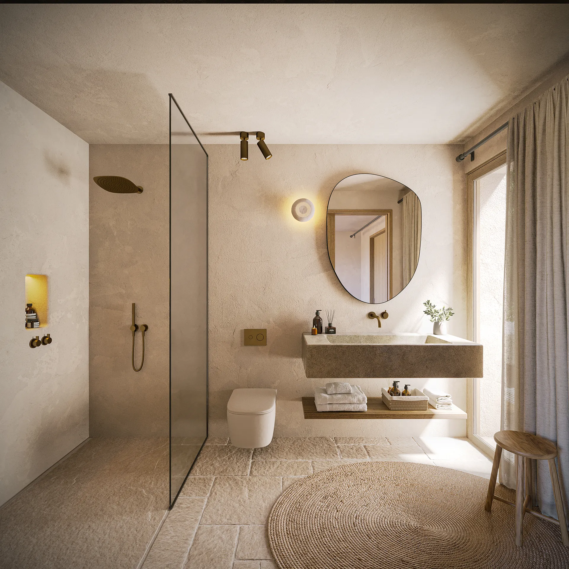 Villa Ibiza Ibiza Baño render fotorrealista