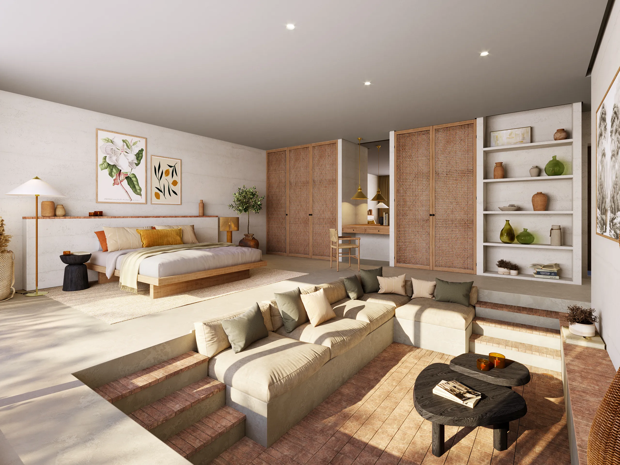 Hotel Couvent Mane Francia sala estar render fotorrealista