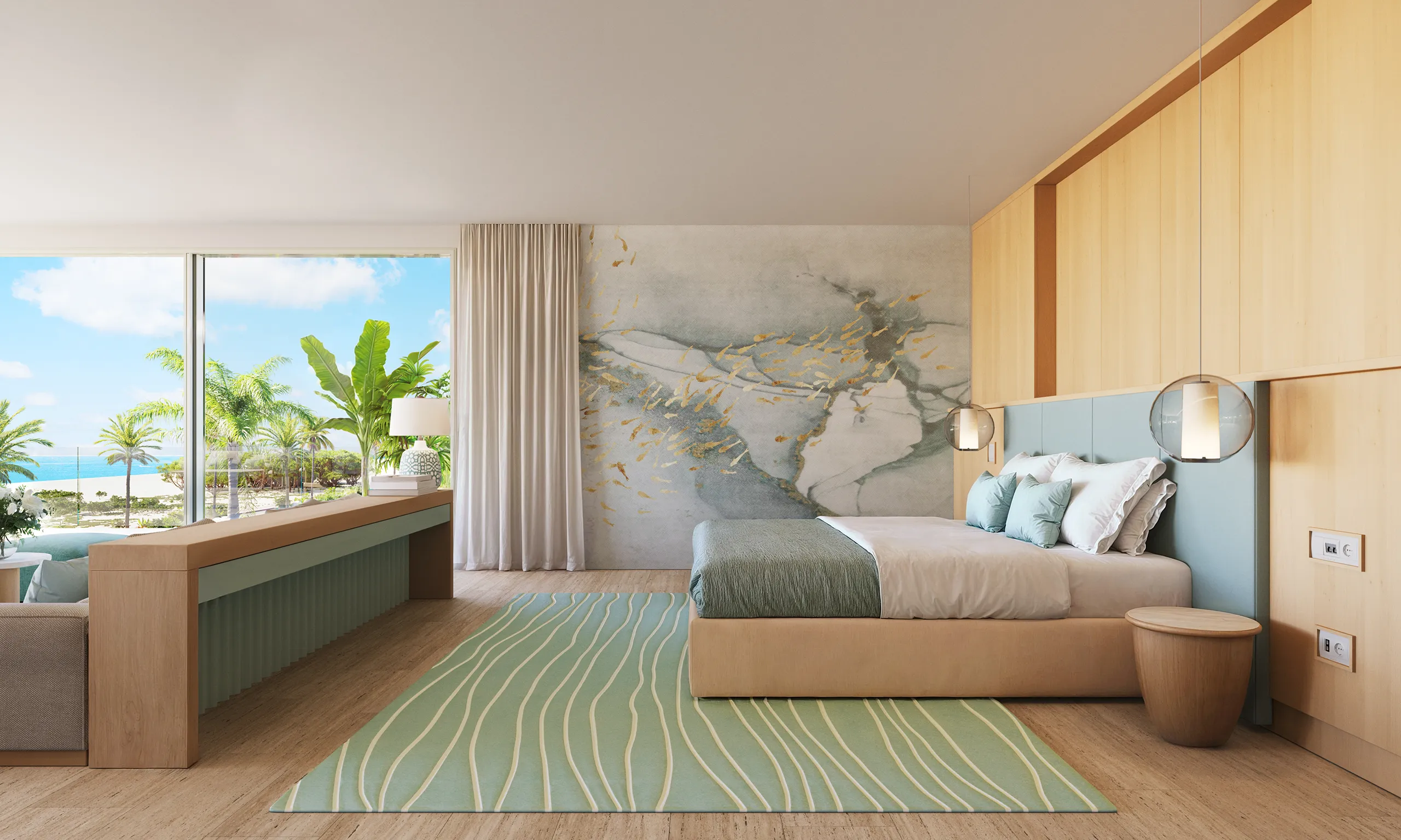 Hotel Joia Eagle Beach Aruba Dormitorio visualizacion arquitectonica