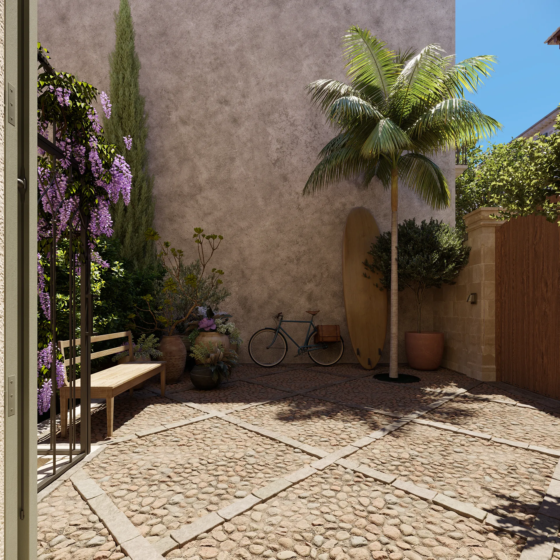 Townhouse Luxury Soller Mallorca Patio real estate cgi