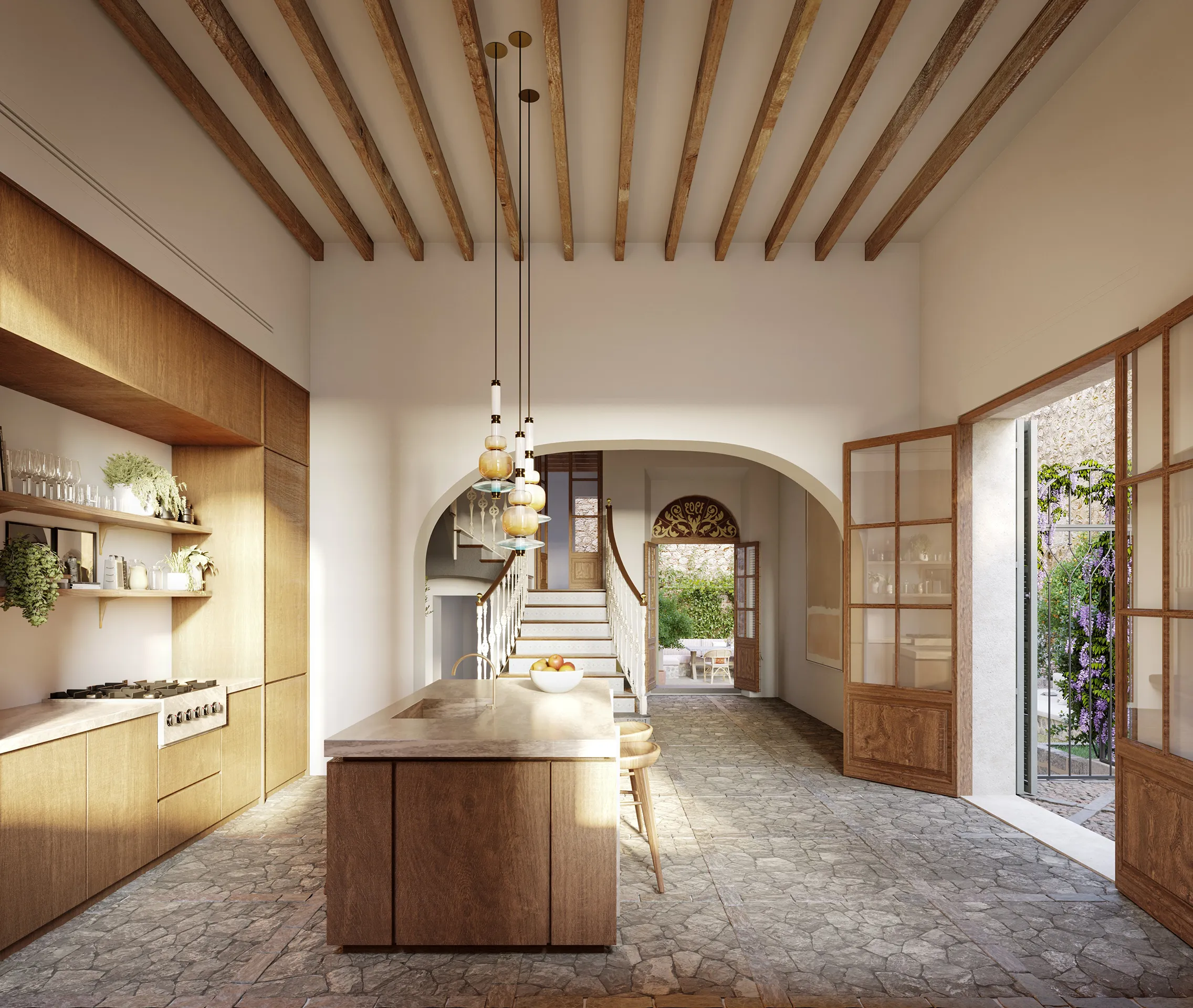 Townhouse Luxury Soller Mallorca Kitchen real estate rendering