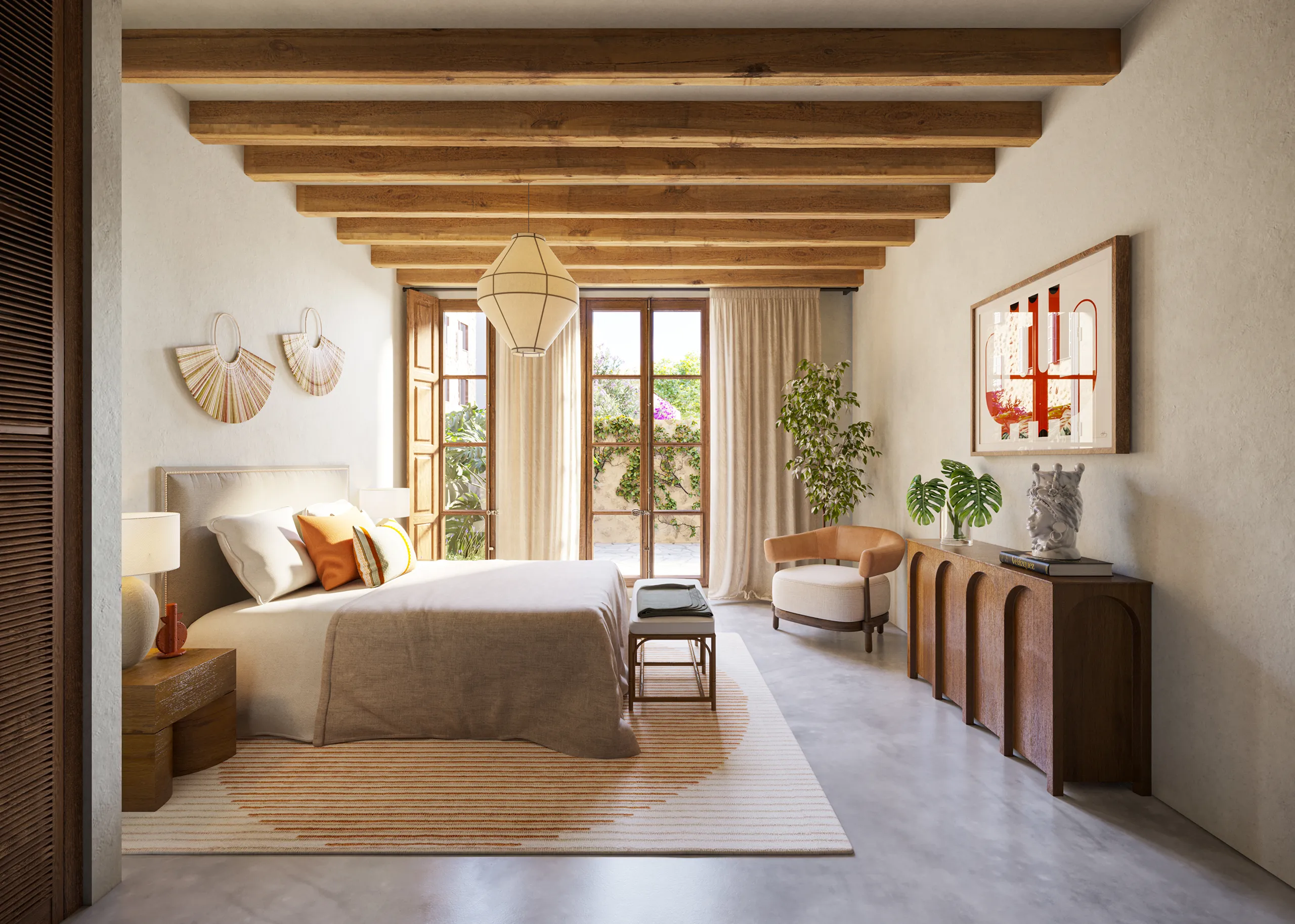 Cas Traginers Apartments Soller Mallorca Bedroom real estate rendering