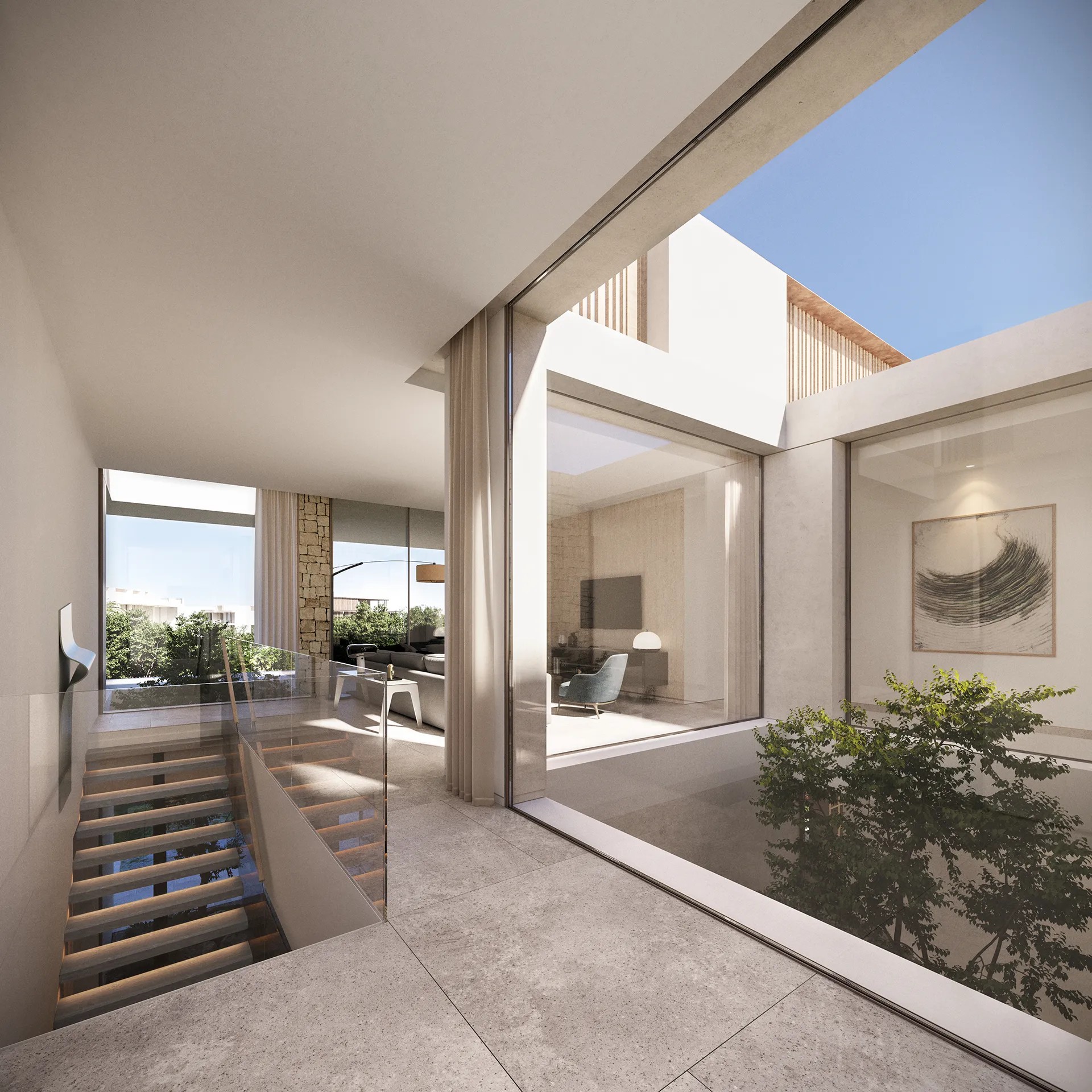 casa Dubai escalera 3d fotorrealista