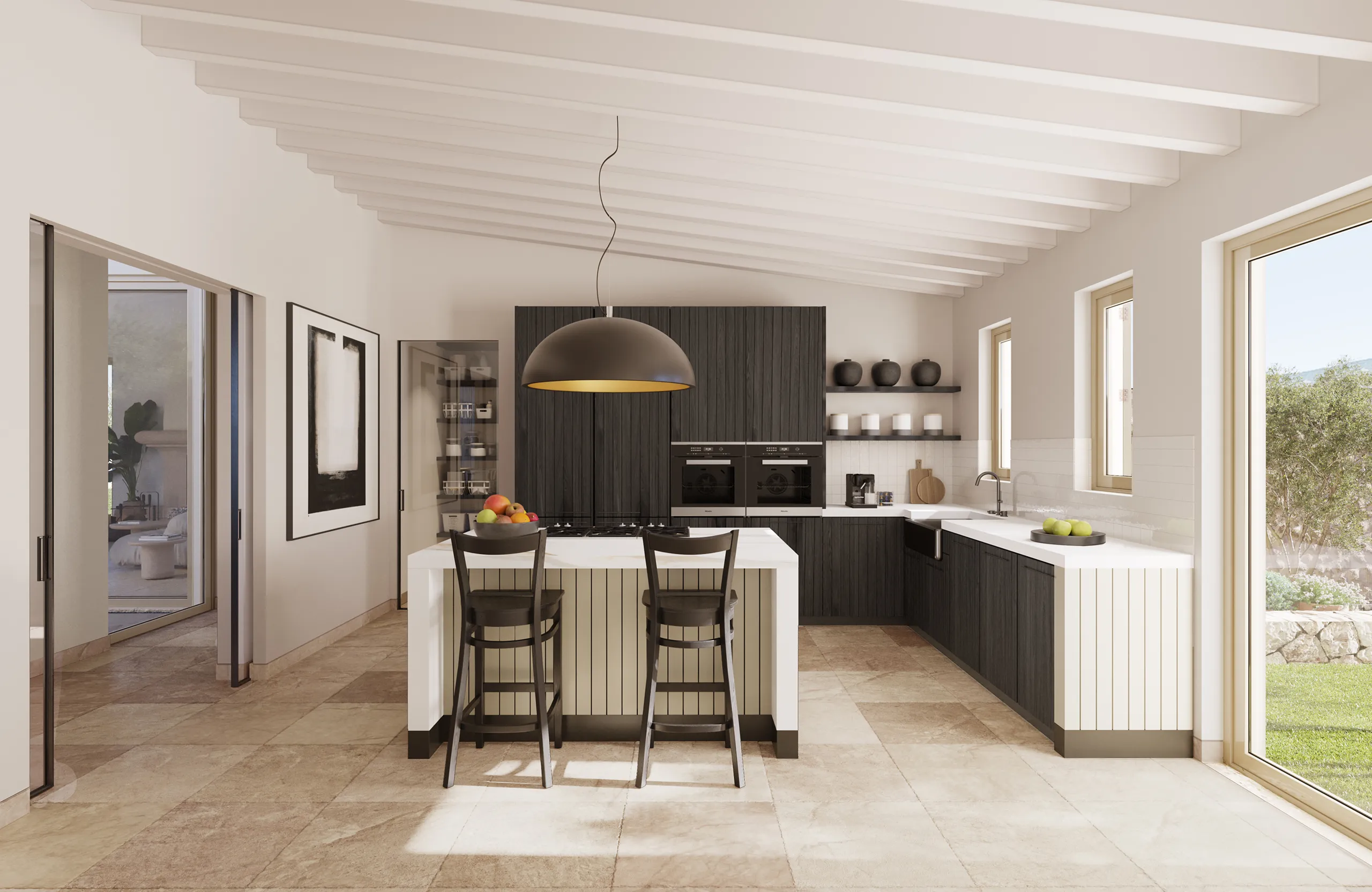 Finca Montuiri Mallorca Kitchen Hyperrealistic Rendering