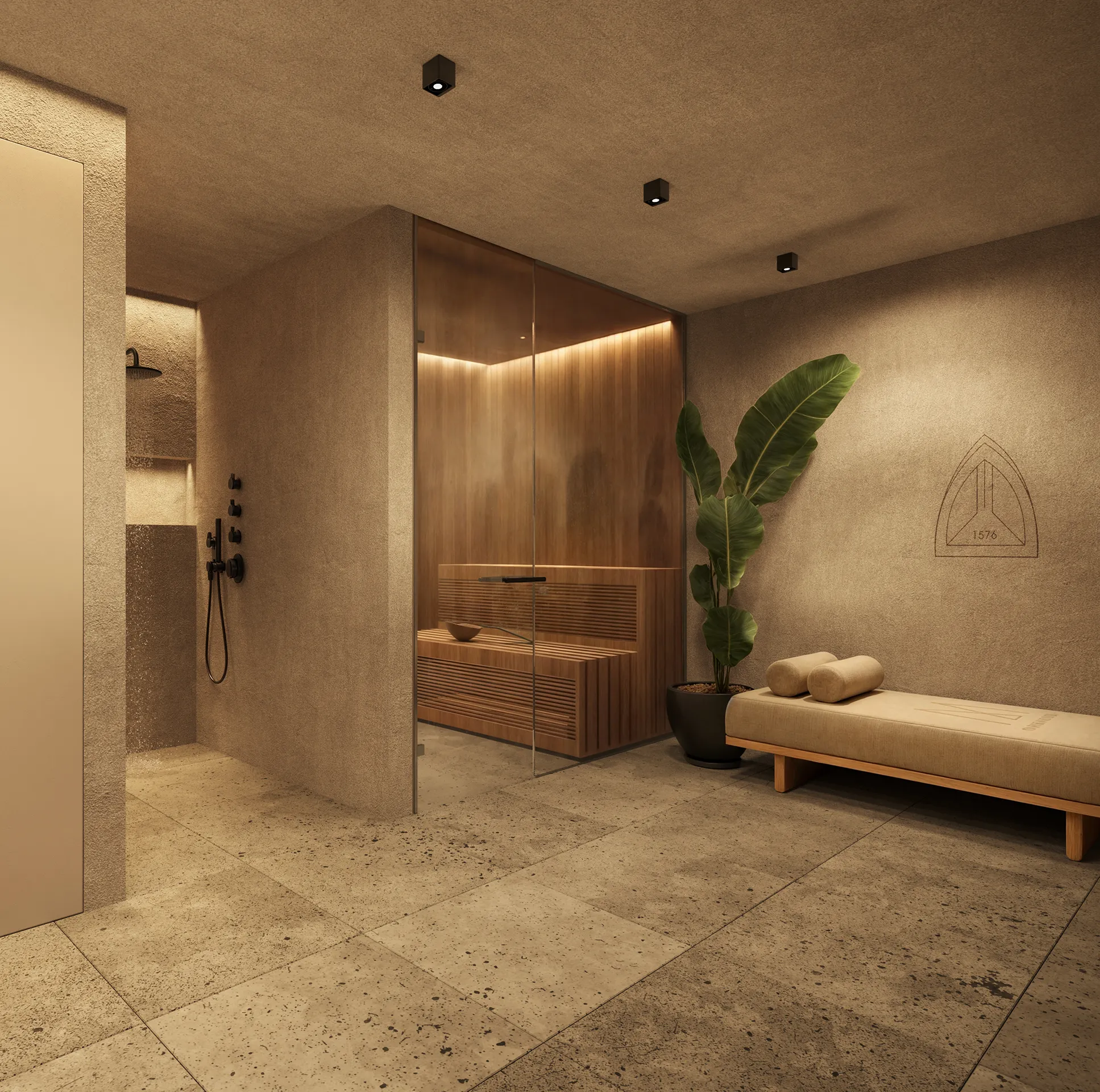 Can Granada apartamentos Palma Mallorca sauna Visualizacion arquitectonica