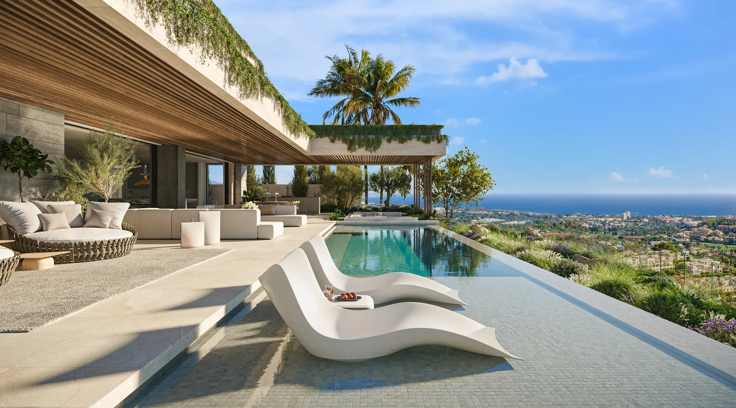 Sky Villas Marbella piscina renders fotorrealista