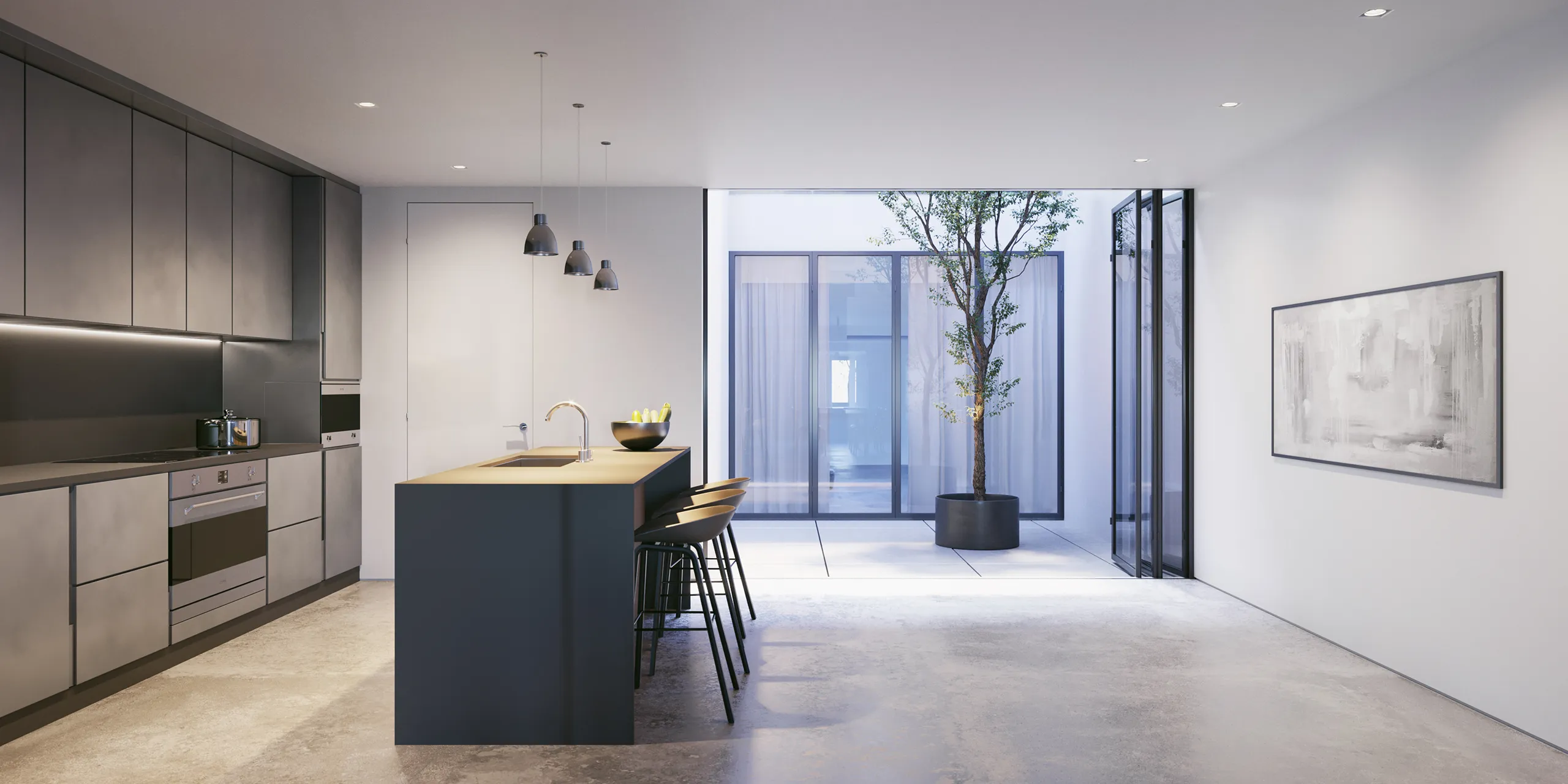 Bom Sucesso Residences Lisboa Portugal Kitchen Real Estate Rendering