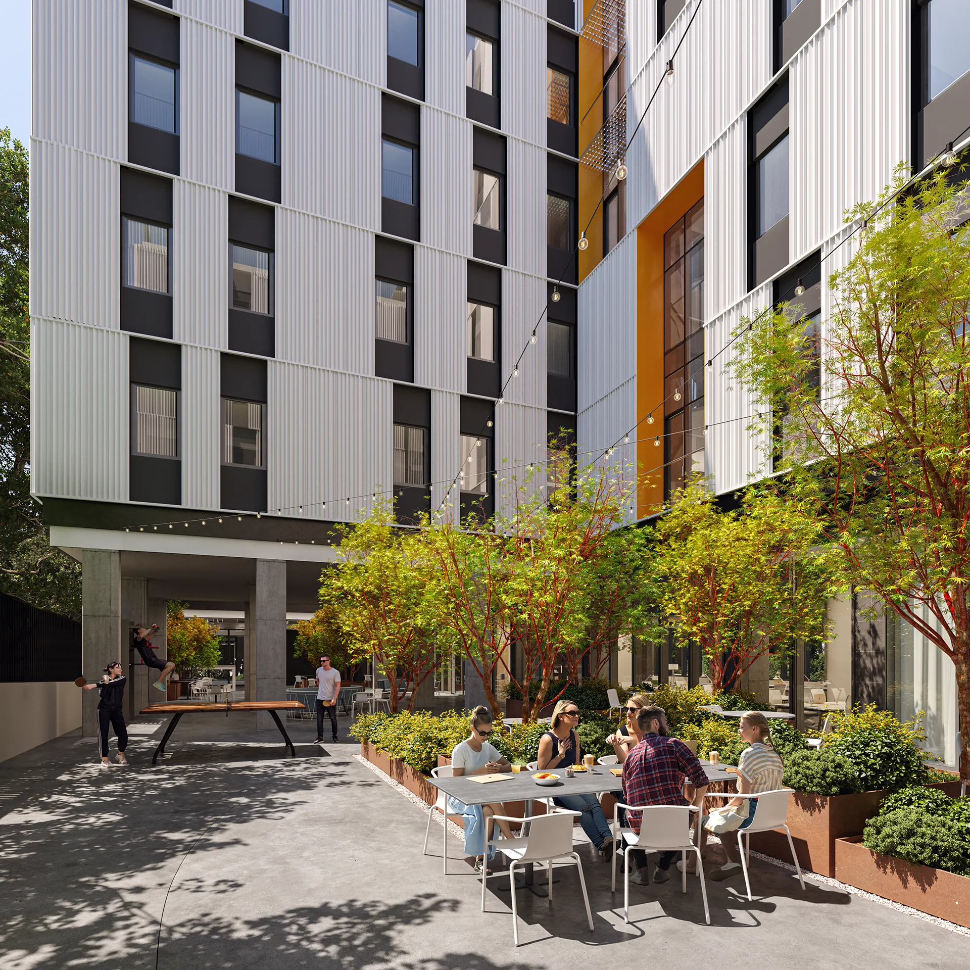 Residencia Urbania Pamplona Navarra Zonas comunes Visualizacion fotorrealista