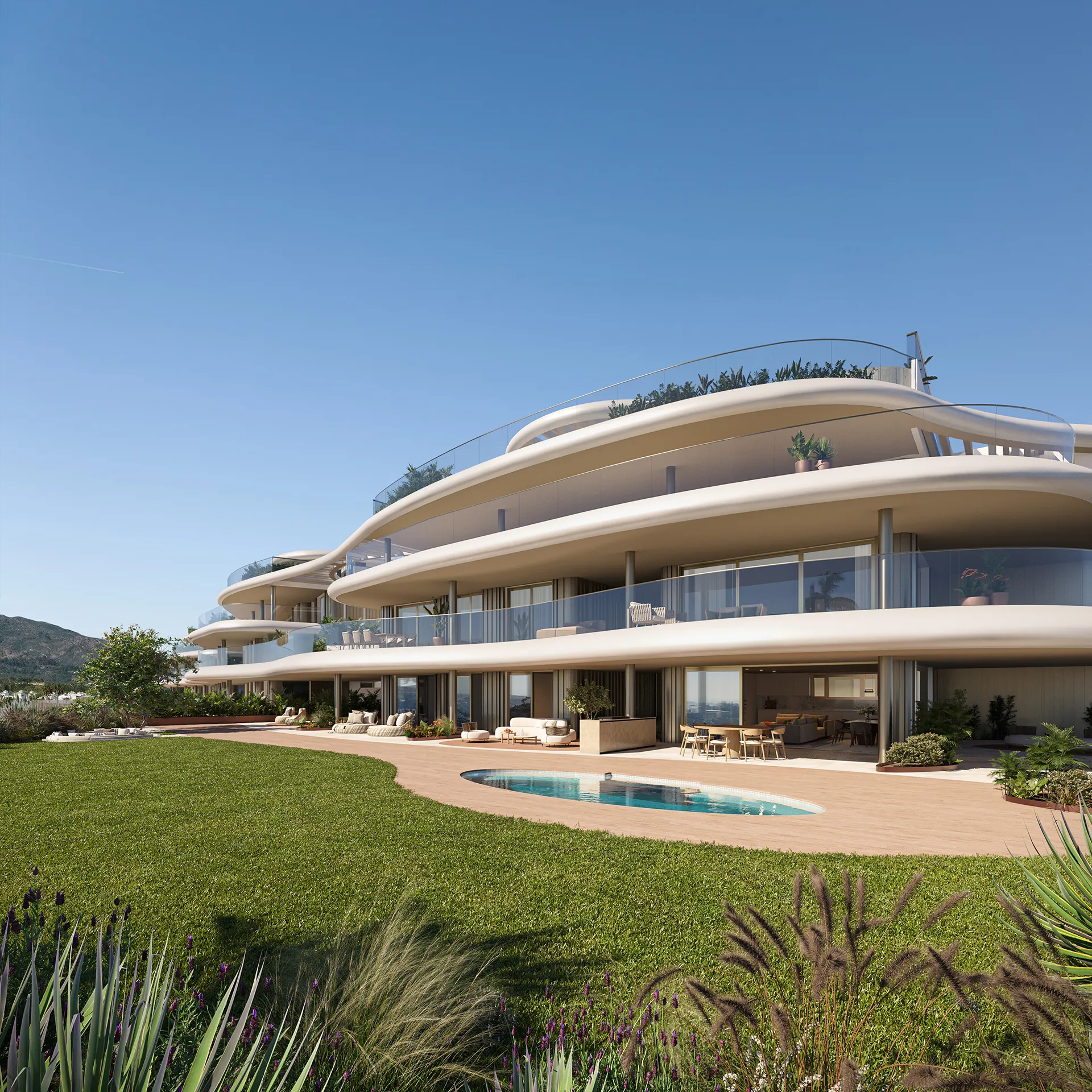 Sky Apartaments Marbella Fachada Arquitectura 3d