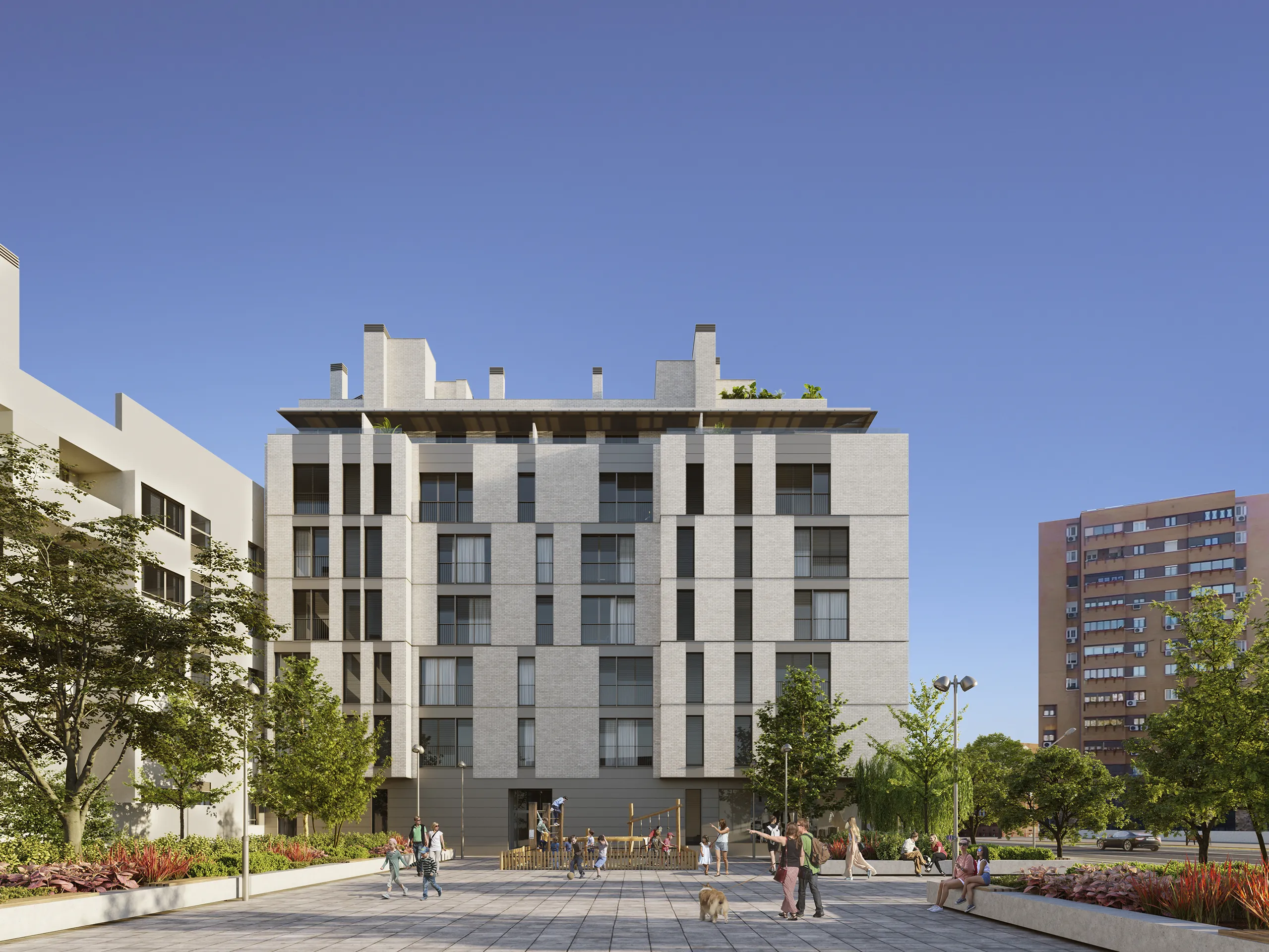 Viviendas Coslada Madrid Common Areas Architectural Rendering