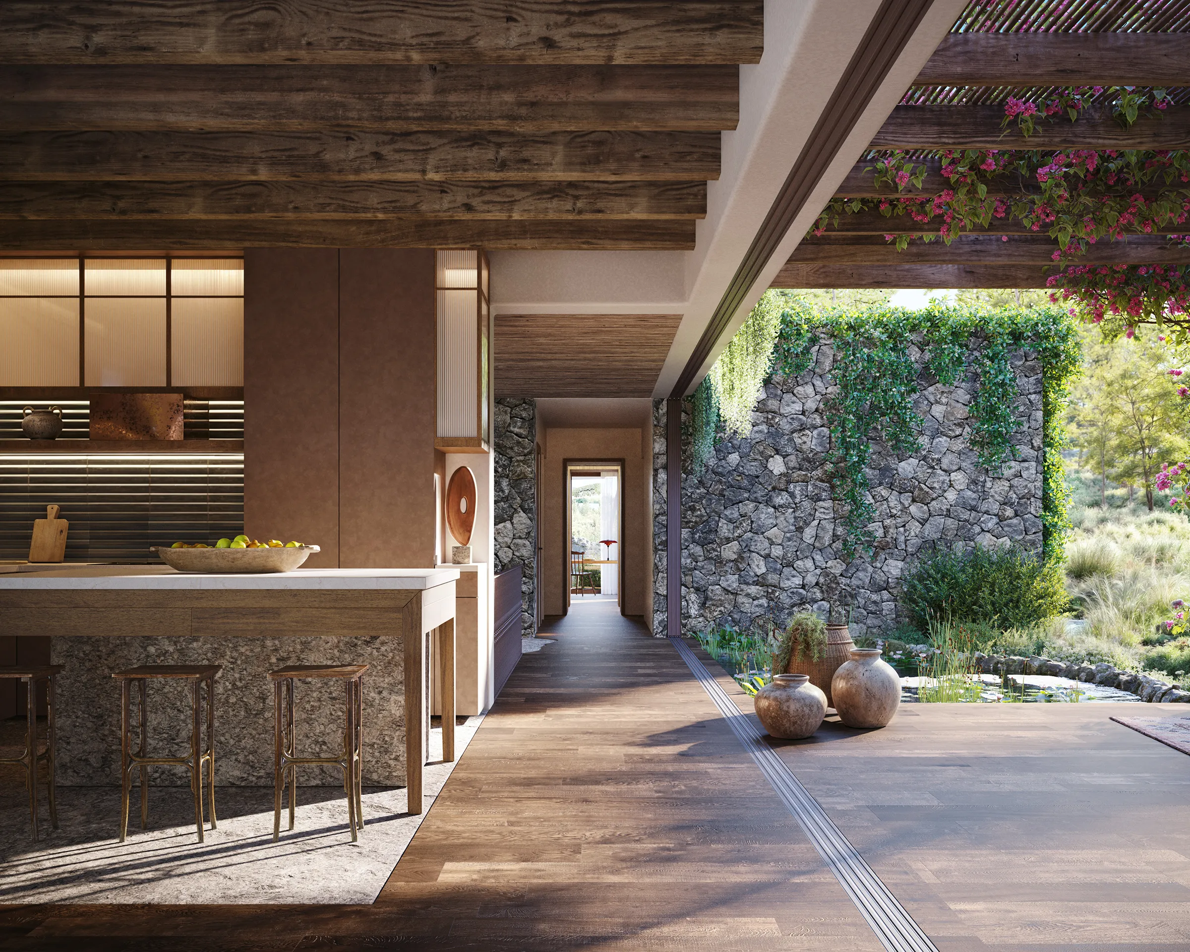Finca Santa Gertrudis Ibiza sala estar Visualizacion arquitectonica