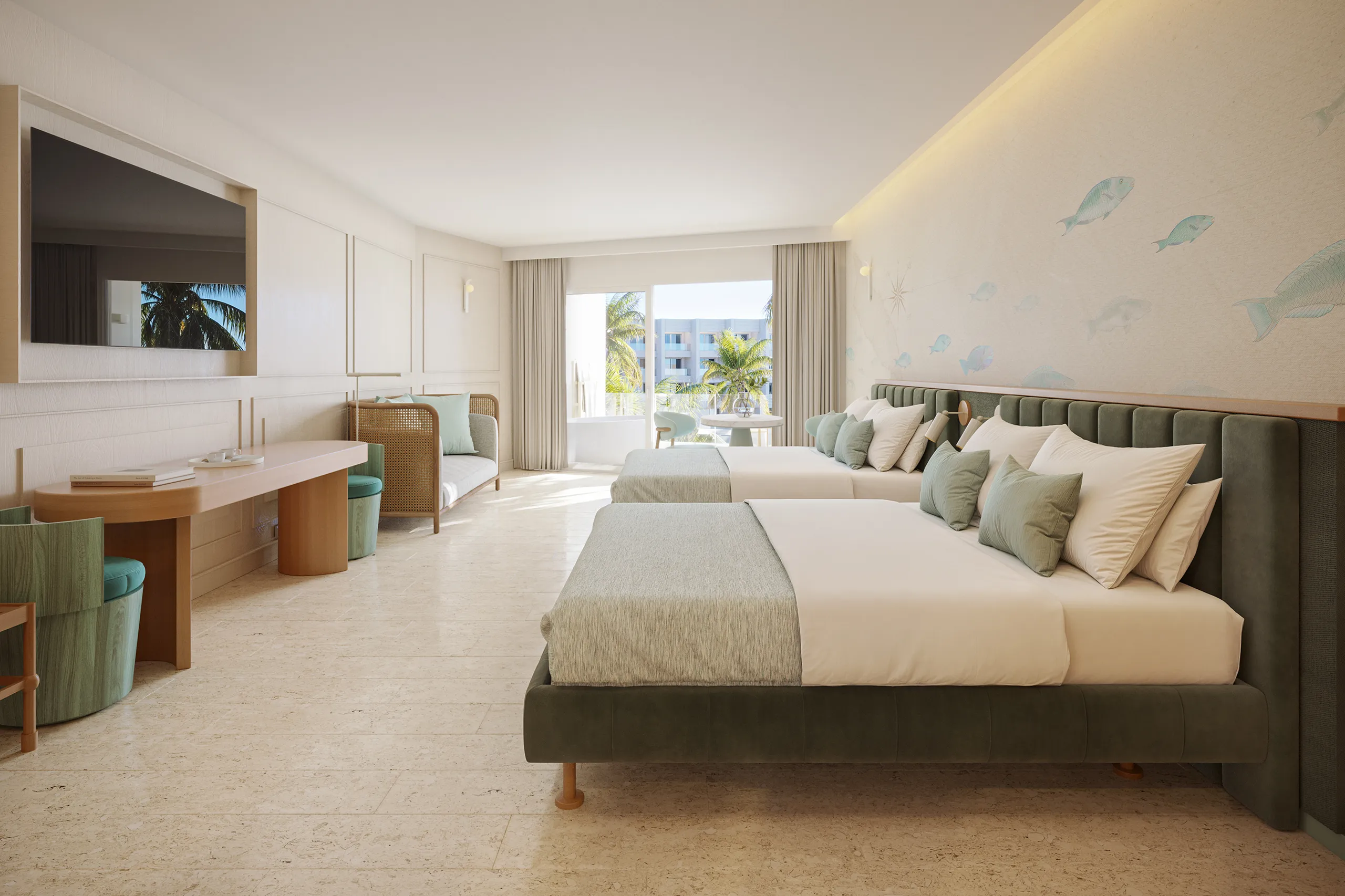 Hotel Joia Eagle Beach Aruba Dormitorio Visualizacion Arquitectonica