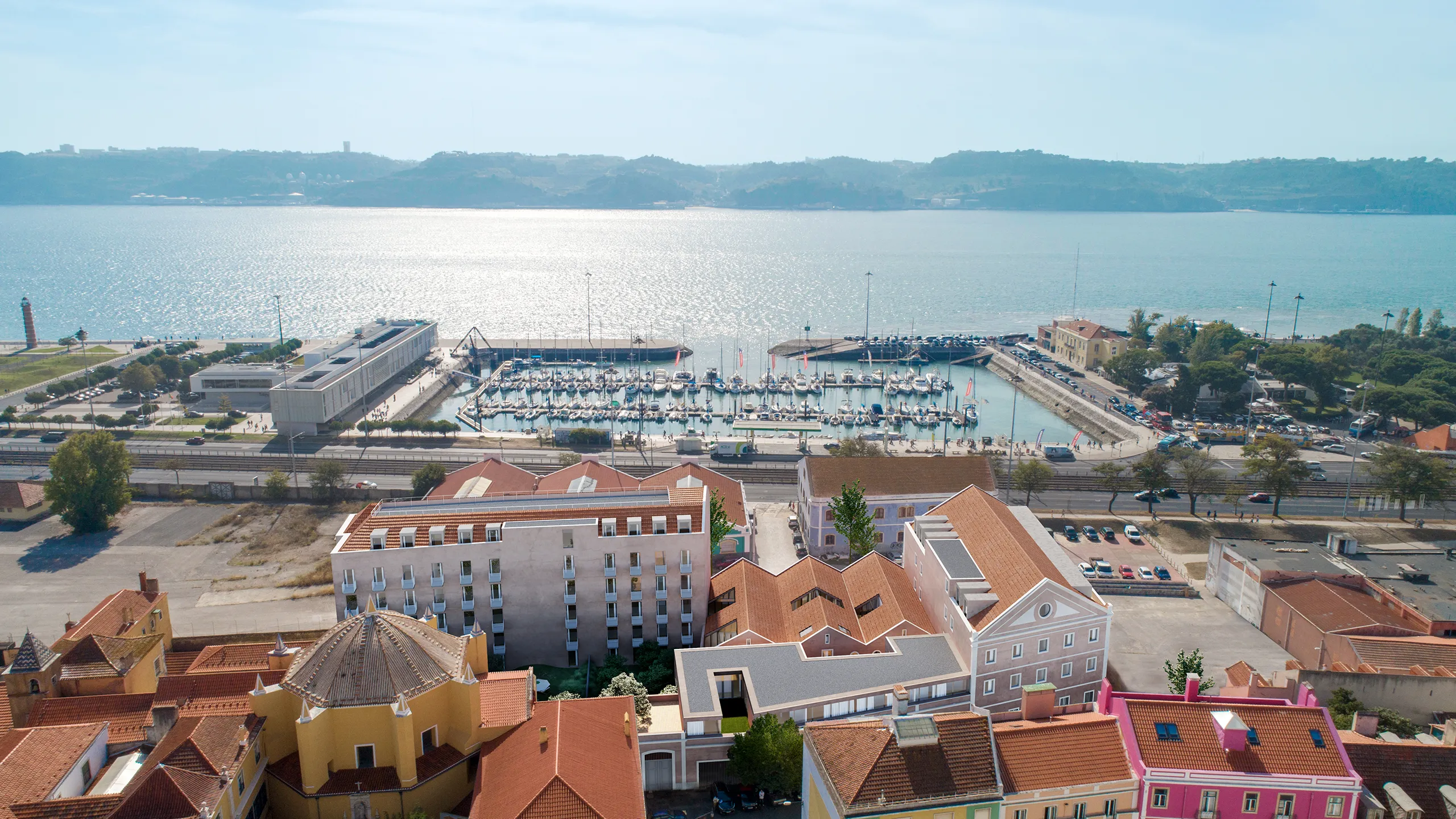 Bom Sucesso Residences Lisboa Portugal Aerial view Hyperrealistic Vr
