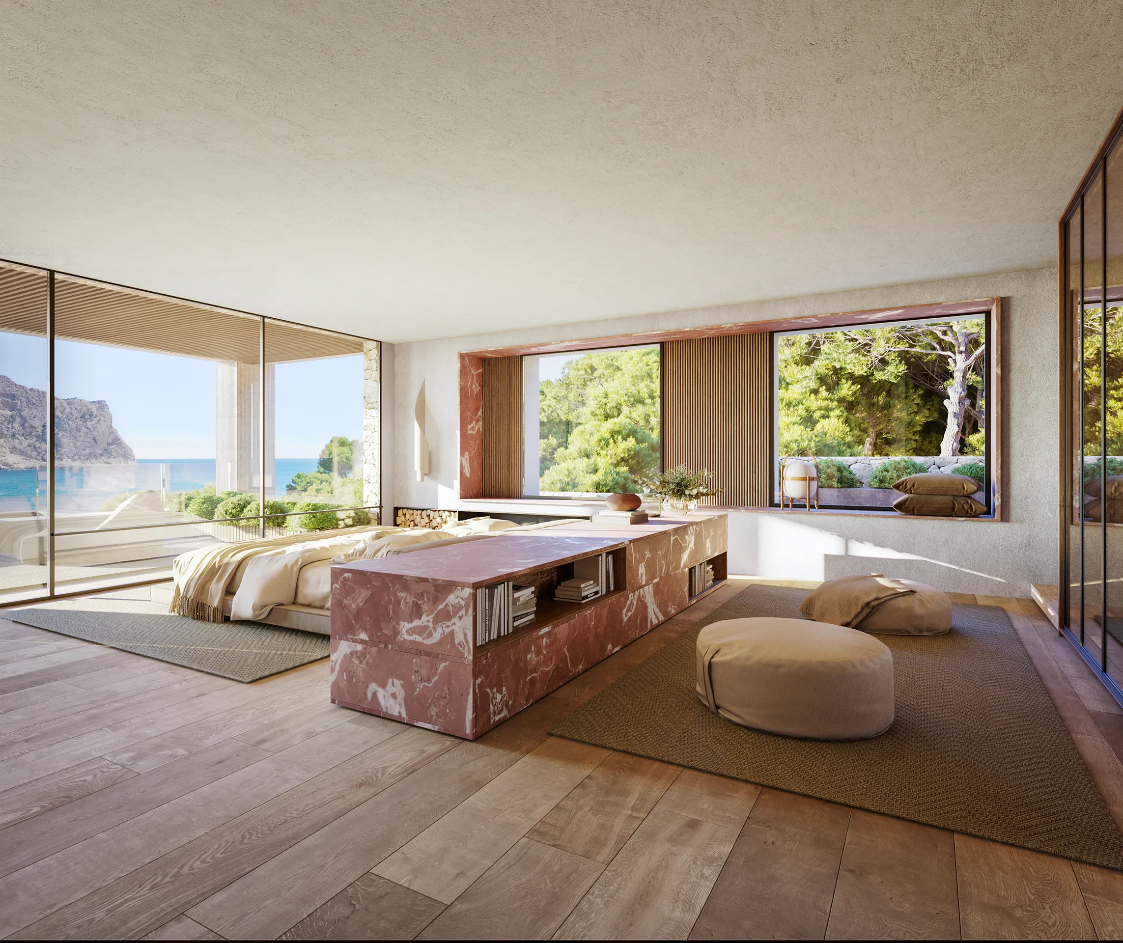 Villa Boat Inlet Andratx Mallorca Dormitorio Visualizacion Arquitectonica
