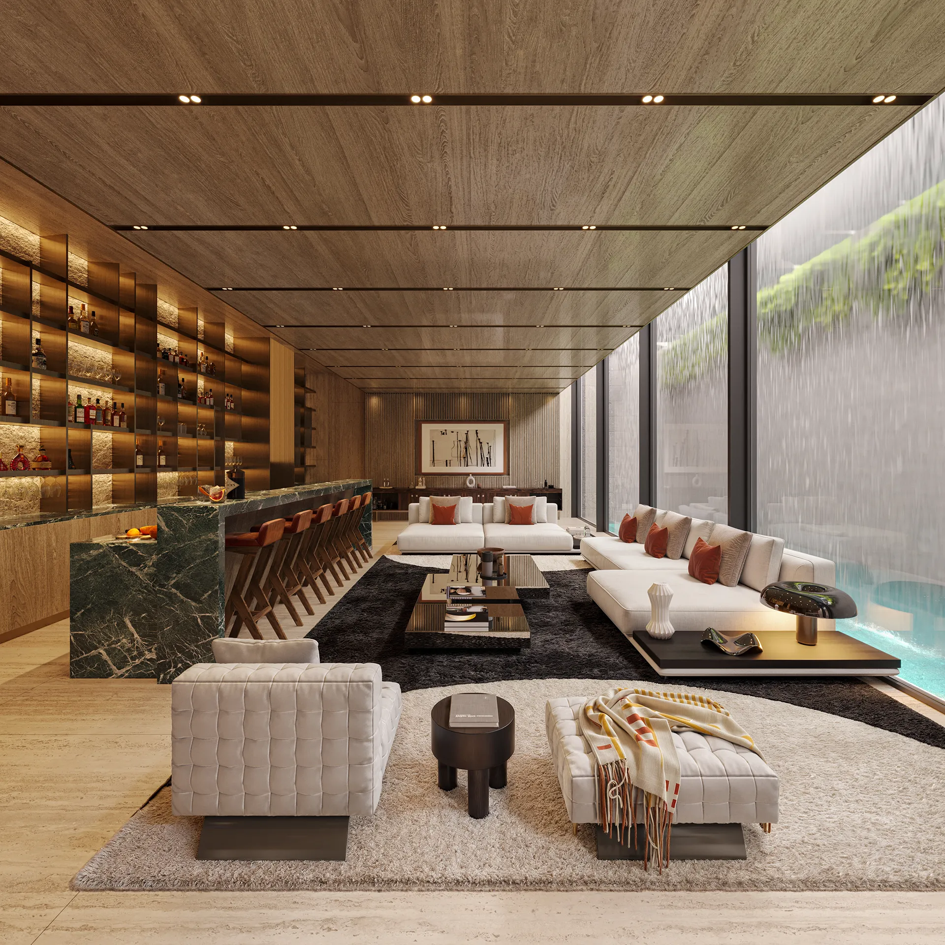 Villa La Mer Dubai sala estar Branding Inmobiliario Cgi