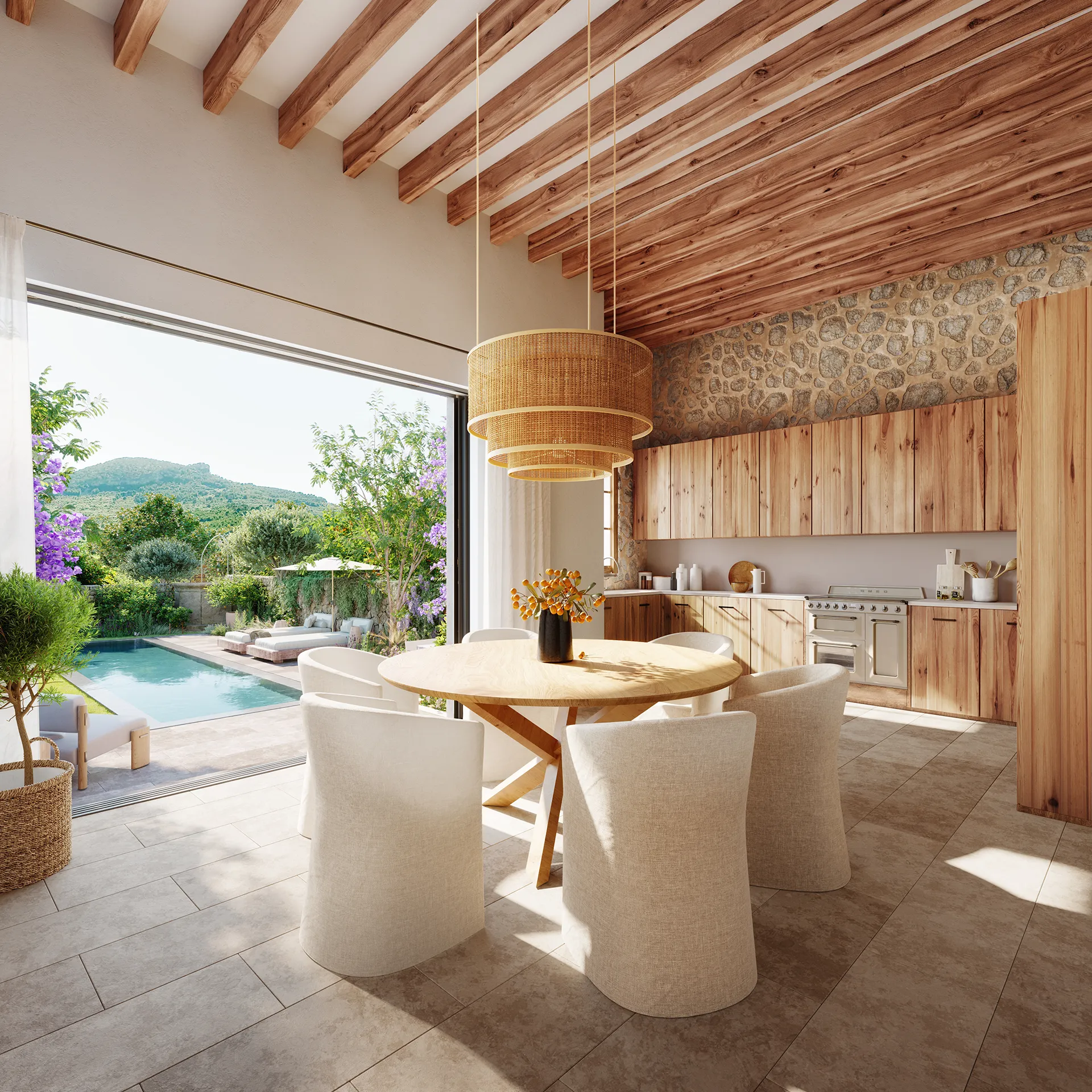 House Mares Soller Mallorca Dining real estate renders