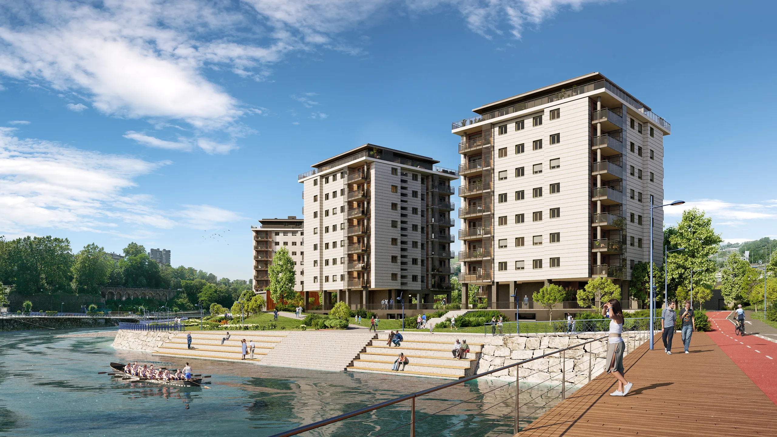 Viviendas Alzate San Sebastian Fassade eye level architectural cgi